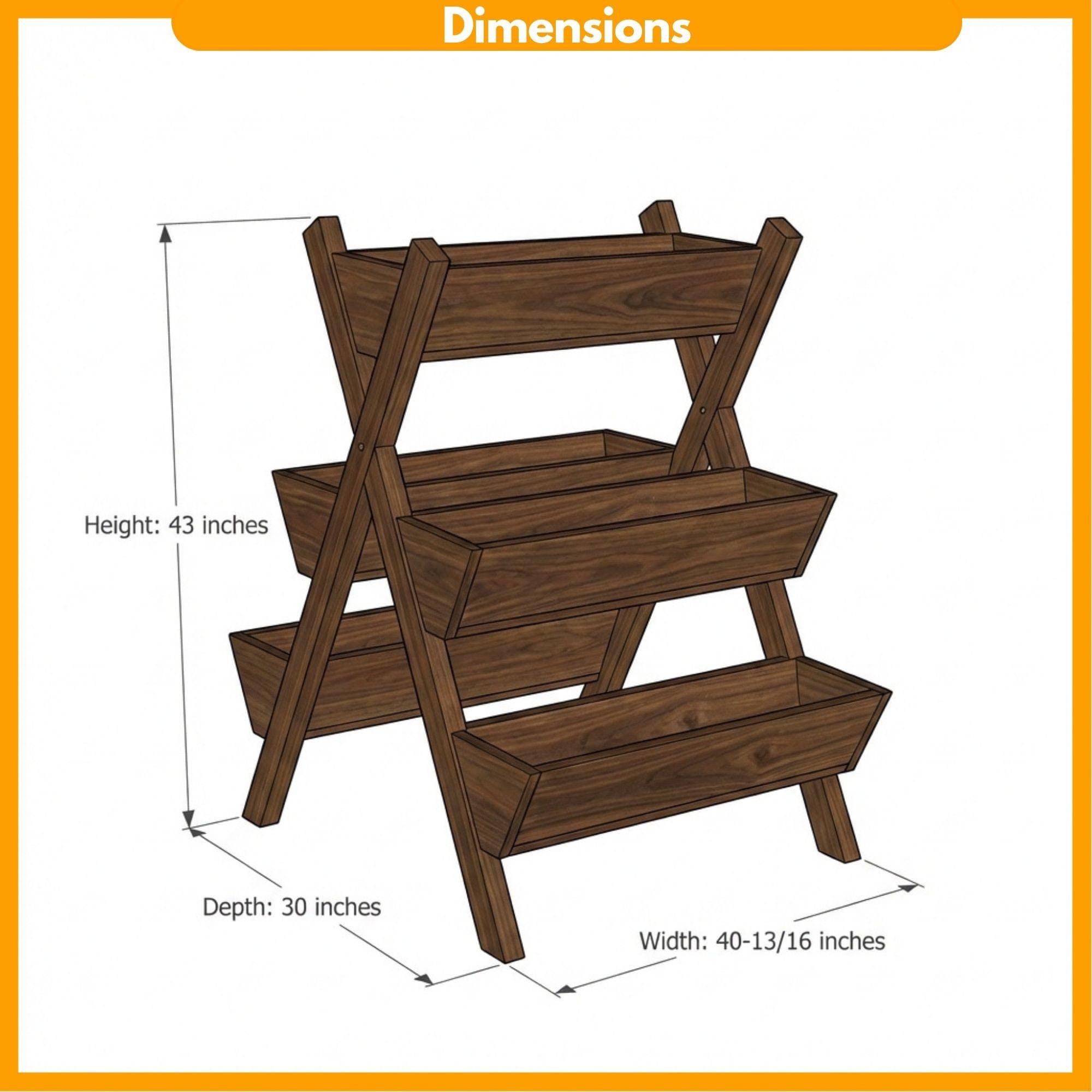 Tiered Flower Box Woodworking Plans | Vertical Garden Planter Stand Blueprint (Digital Download) - view 2