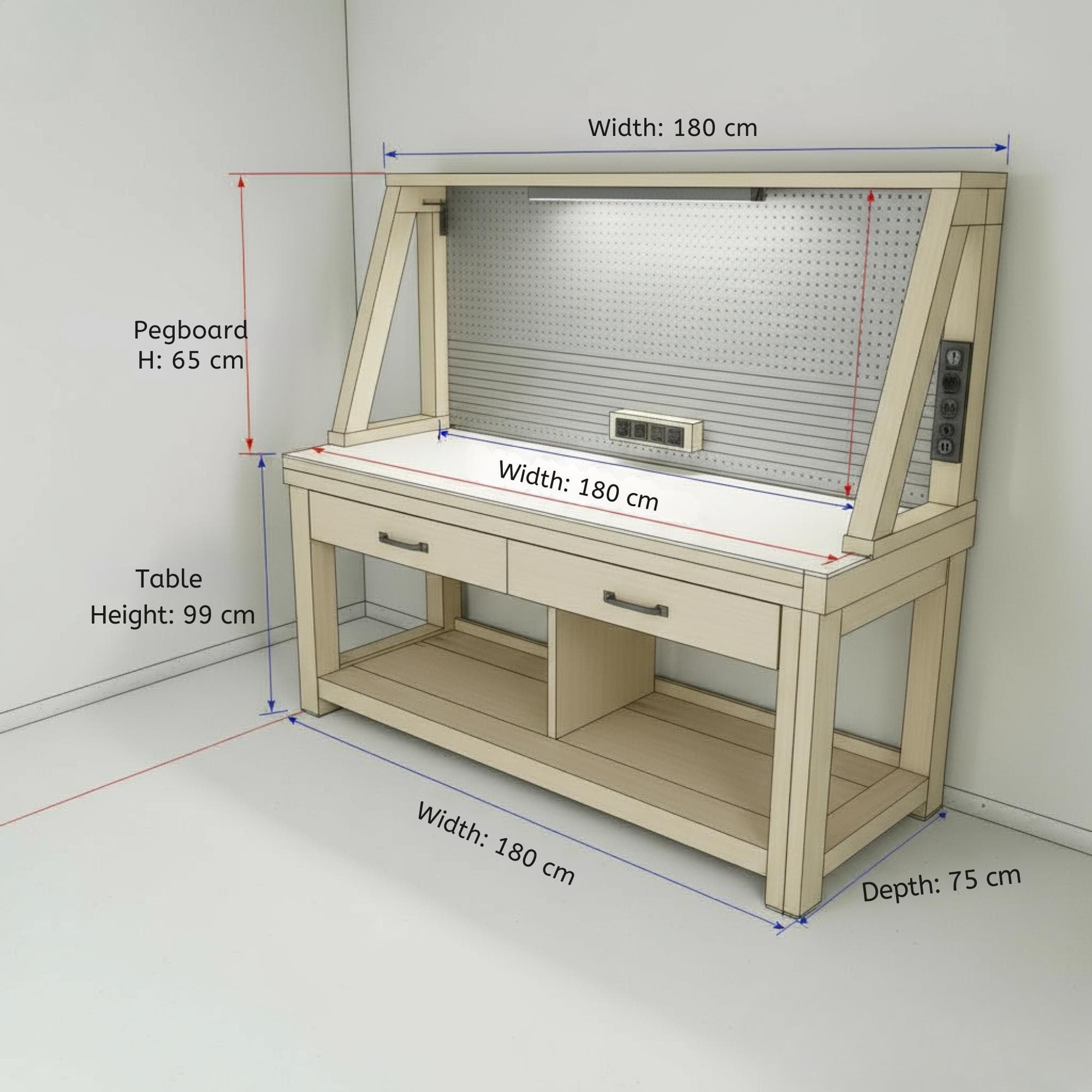 Work Bench With Storage DIY Plan | Garage Workbench and Woodworking Table with Shelves - Custom Stationary Desk Plan - view 5