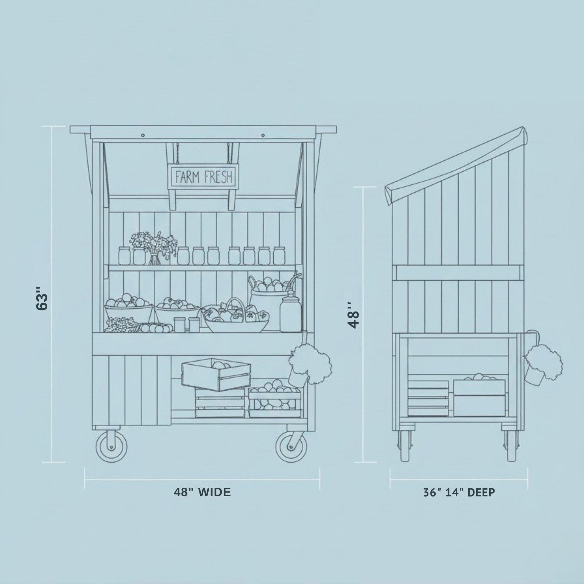 Farmstand Plans | Mobile Flower Stand Cart | Farmers Market Display | Roadside Fruit & Vegetable Stands | Bakery Cart Plans - view 6