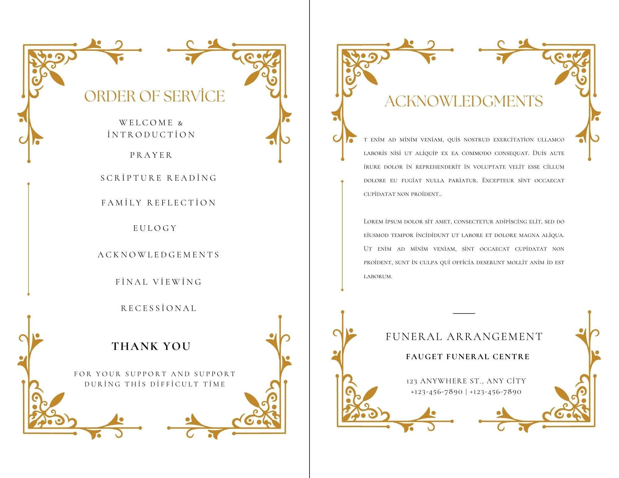 Gold Funeral Program Template | Canva Bifold Memorial (Digital Download) - view 7