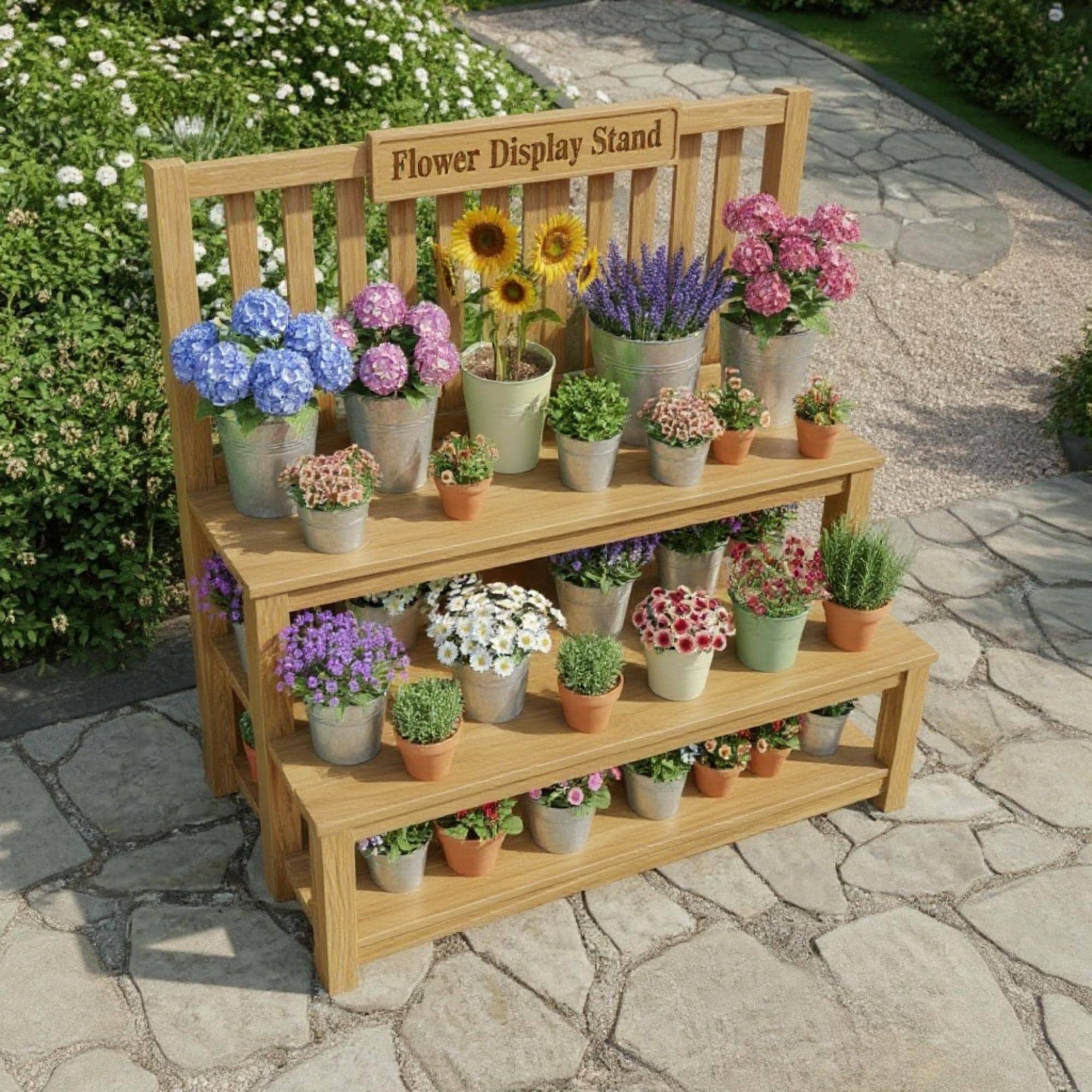 DIY Tiered Flower Display Stand Plans: Large Wood Planter (PDF Pattern) - view 3