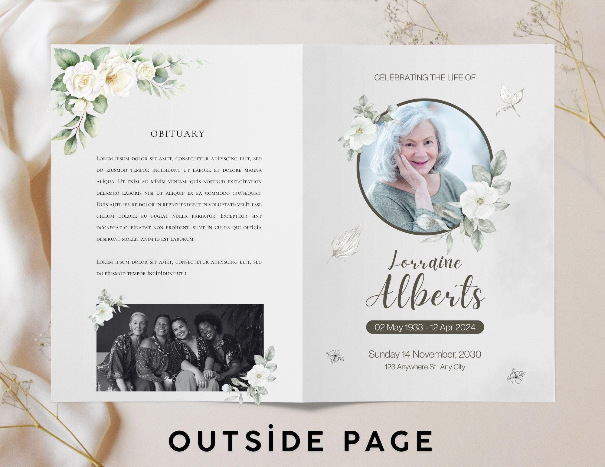 Eucalyptus Funeral Program Template | Celebration of Life (Instant Download) - view 4