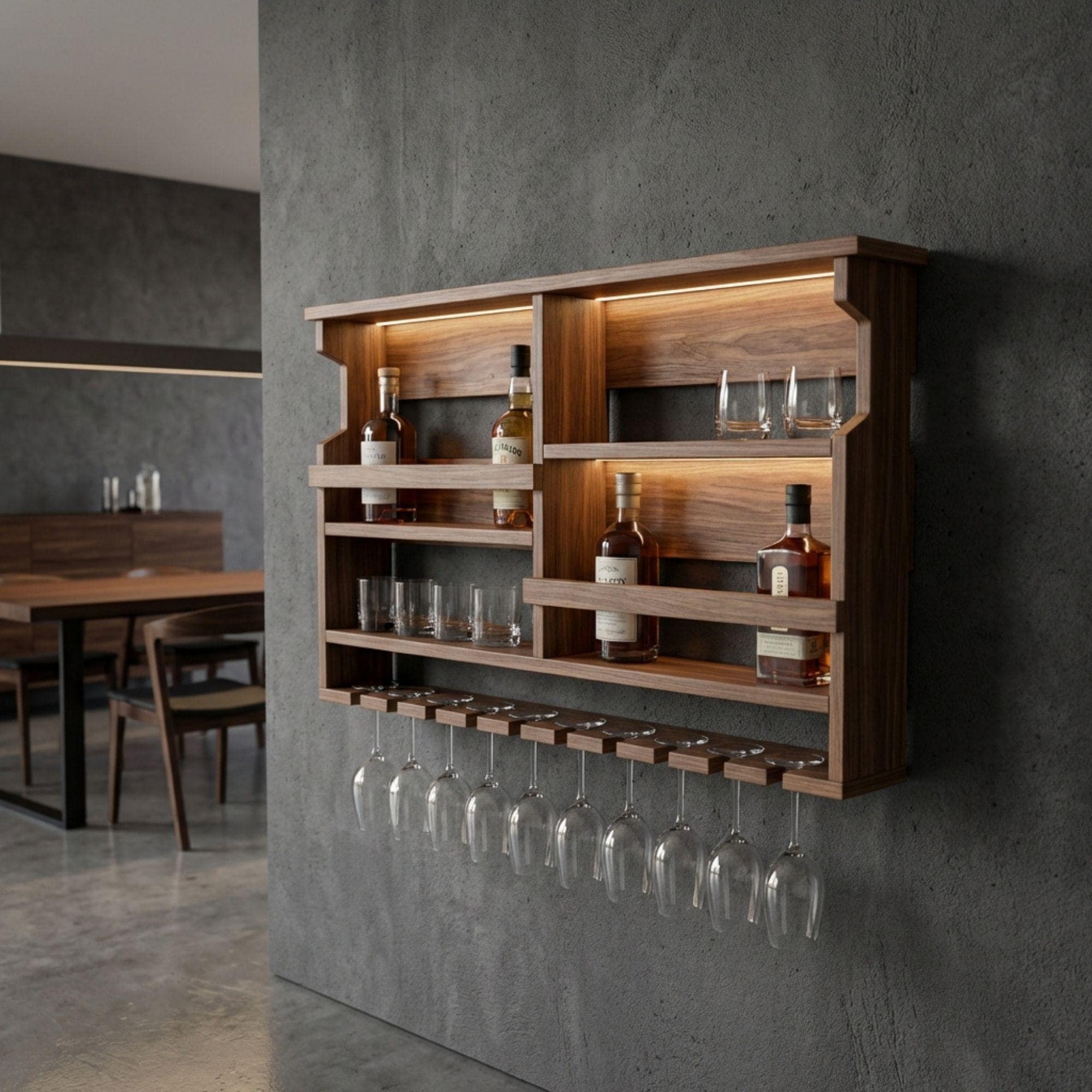 DIY Wall Mounted Wine Rack Plans | Bar Cabinet with Glass Storage (PDF Download) - view 4