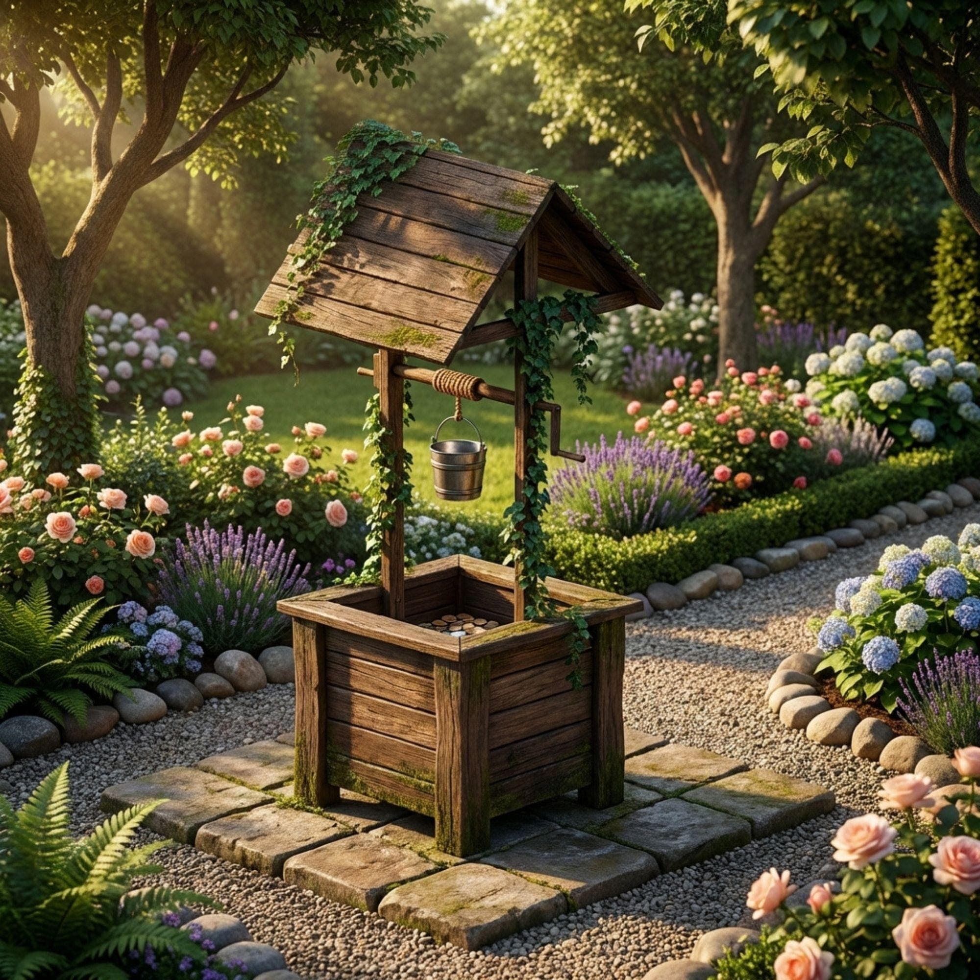 Wooden Wishing Well Plan | DIY Garden Planter, Outdoor Decor (PDF Download) - view 4