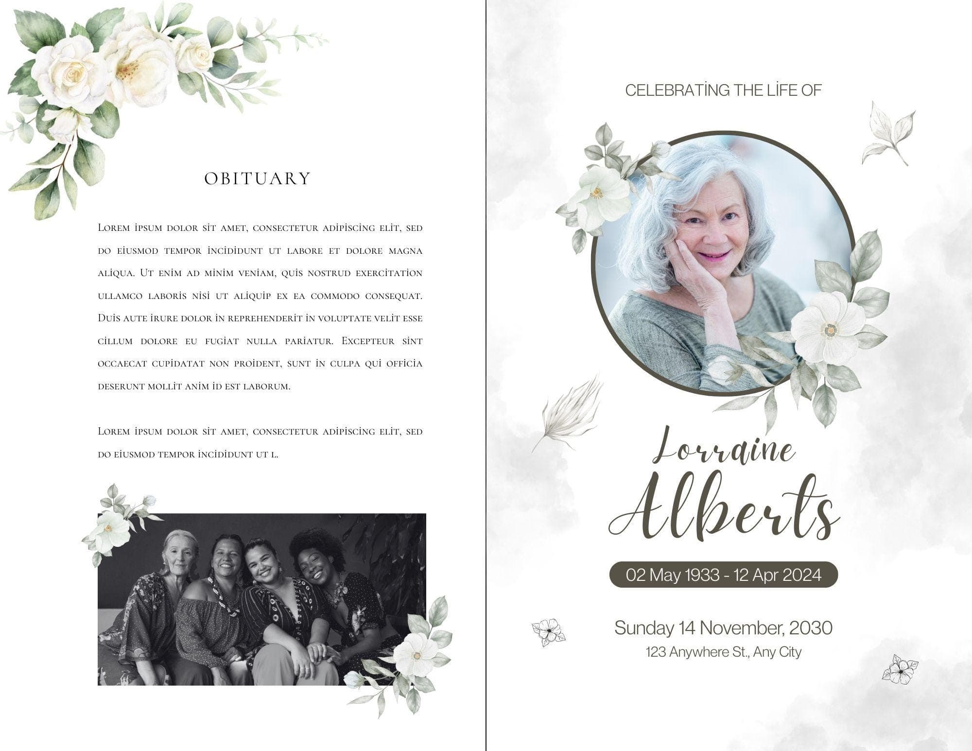 Eucalyptus Funeral Program Template | Celebration of Life (Instant Download) - view 6