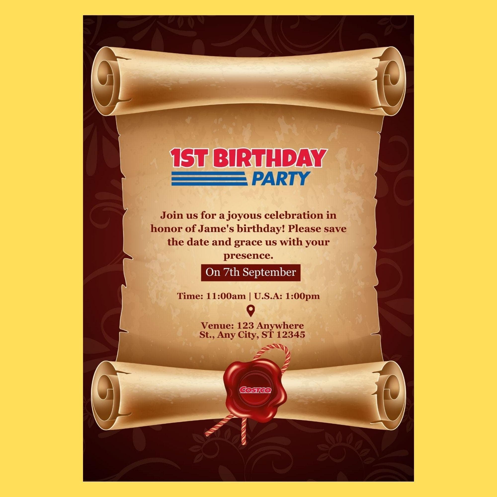 Costco Birthday Party Invitation Template | Editable Canva Invite (5x7 inches) - view 5