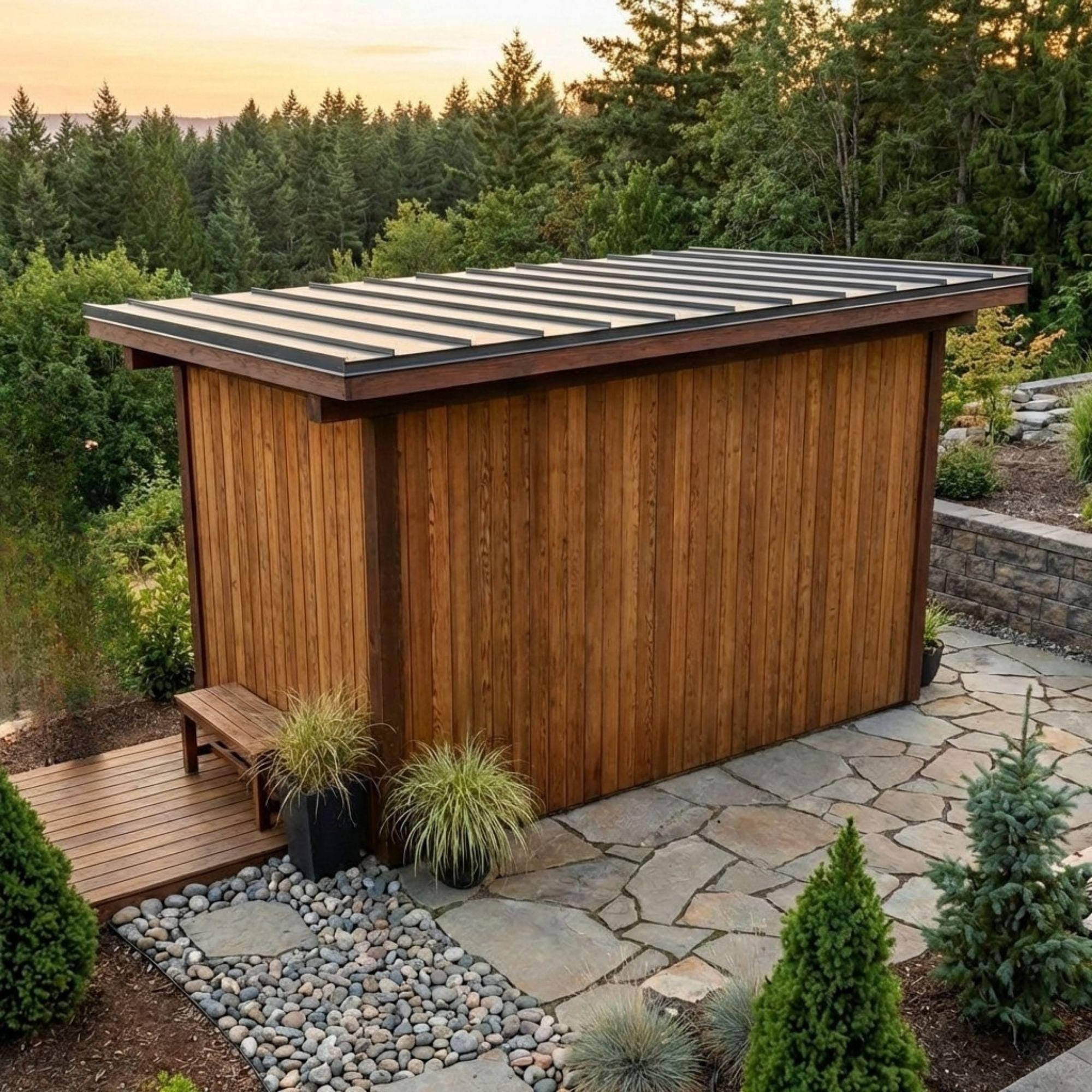 DIY Outdoor Sauna Plans | Modern Sauna Blueprints PDF | Sauna With Window | Sauna With Shower Plans | Backyard Sauna Building Design - view 6