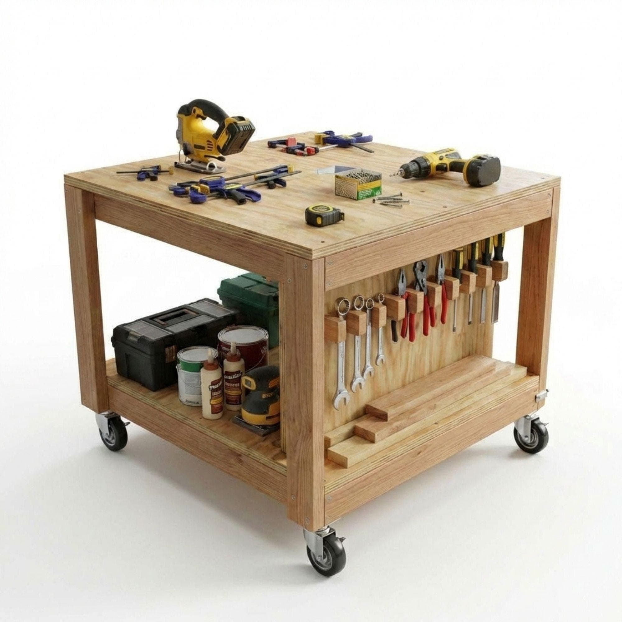 DIY Mobile Jigsaw Station Plans PDF | Rolling Workbench Tool Cart Blueprint | Woodworking Shop Cart | Portable Power Tool Stand - view 4