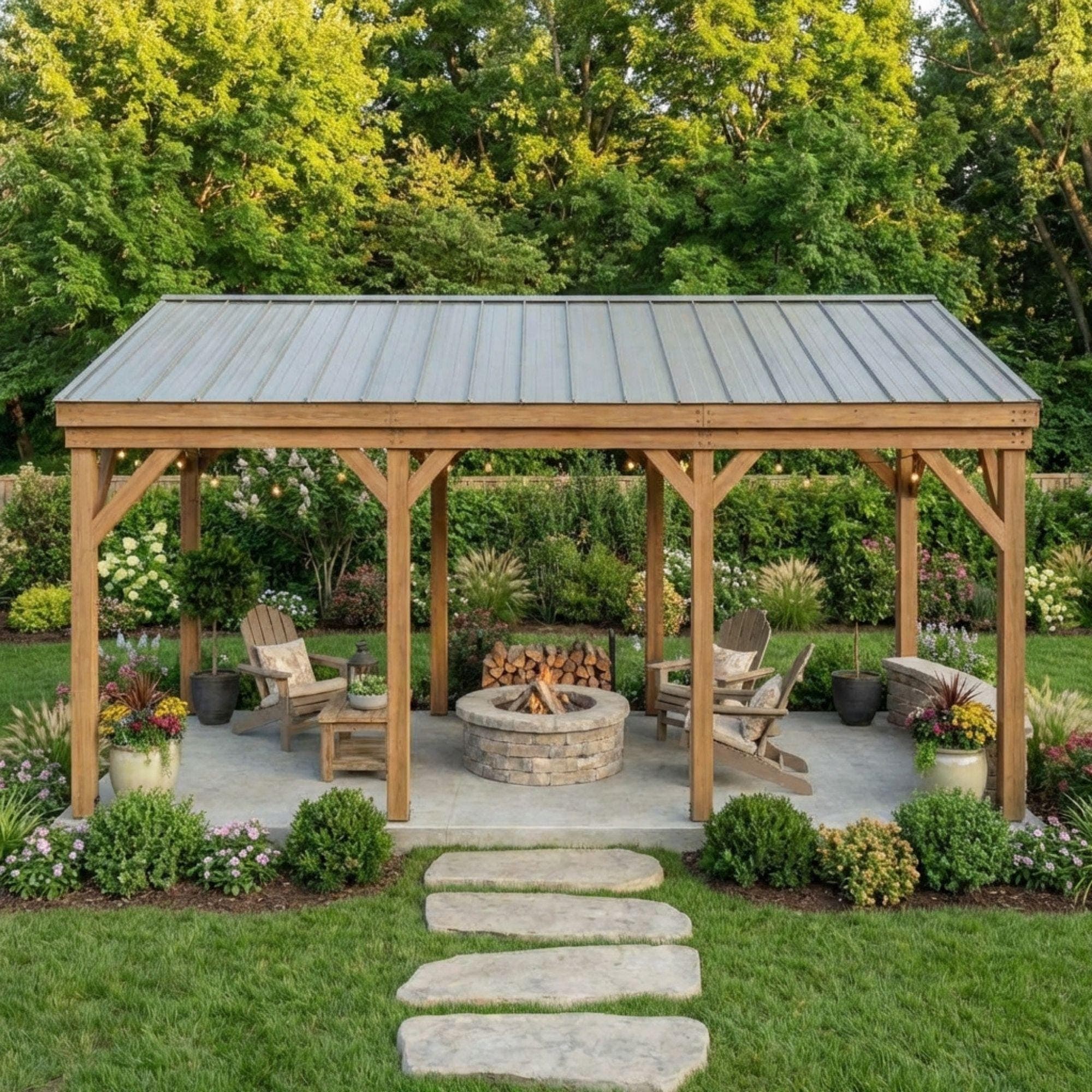 Lean To Carport DIY Plans | Gazebo Plans | Open Pavilion for Backyard & Patio | Attached Patio Roof Plan PDF | Custom Carports Woodworking - view 3