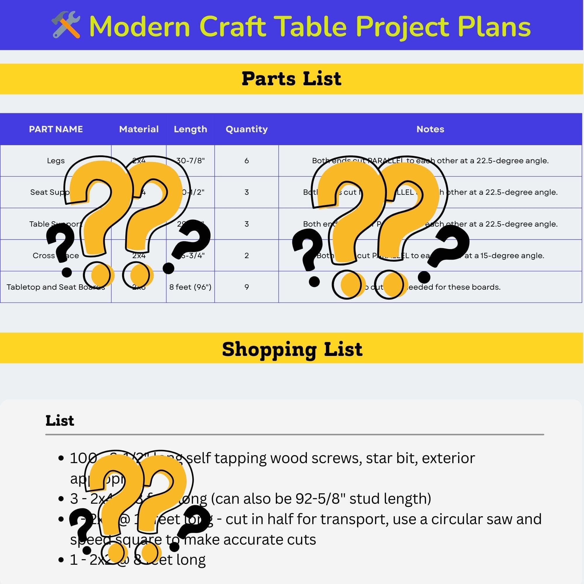 DIY Farmhouse Picnic Table Plans | Outdoor Furniture (PDF Pattern) - view 6