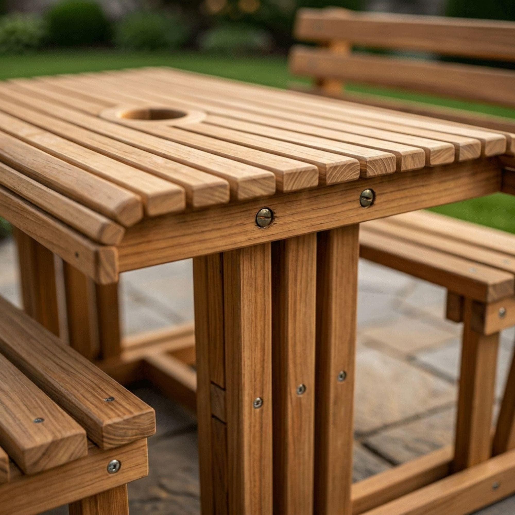 DIY Picnic Table Plans with Backrest | Outdoor Table Plans PDF | Picnic Bench Blueprint | Outside Table and Benches Woodworking Template - view 6