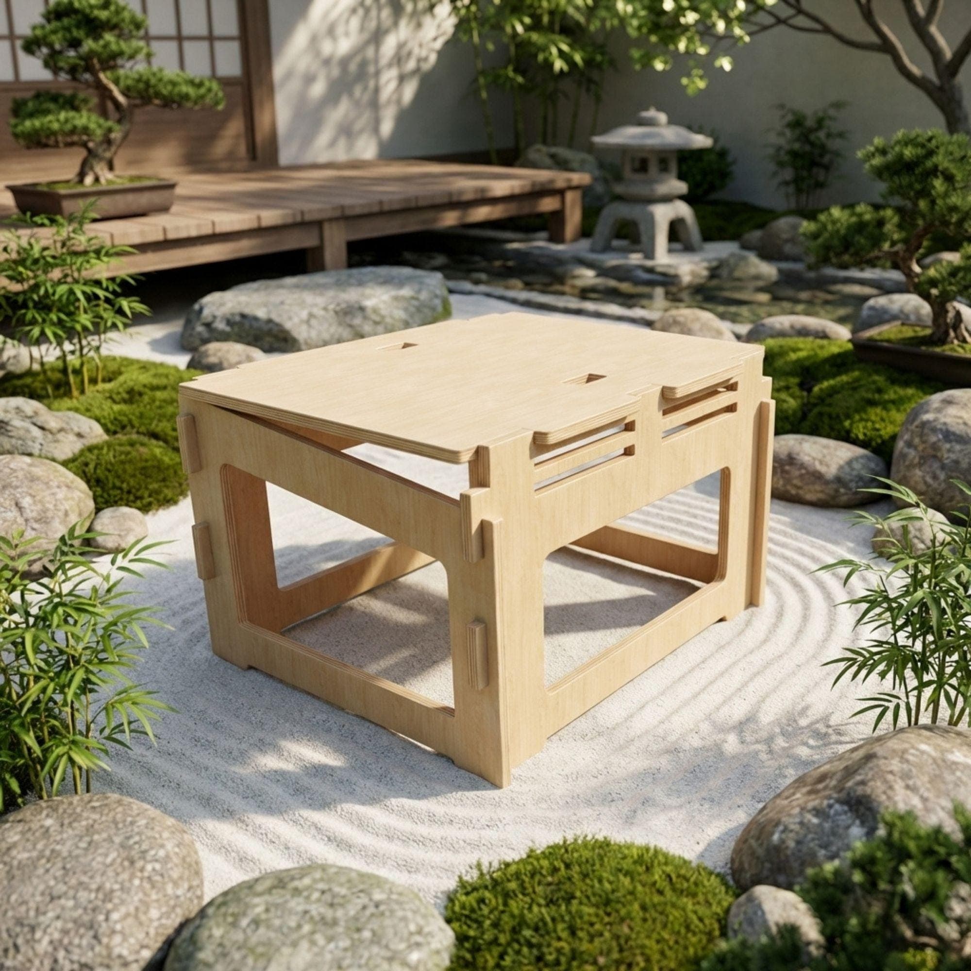 DIY Meditation Table Plans PDF | Wooden Zen Platform Blueprint | Ergonomic Yoga Bench | Slanted Floor Seating Stool - view 6