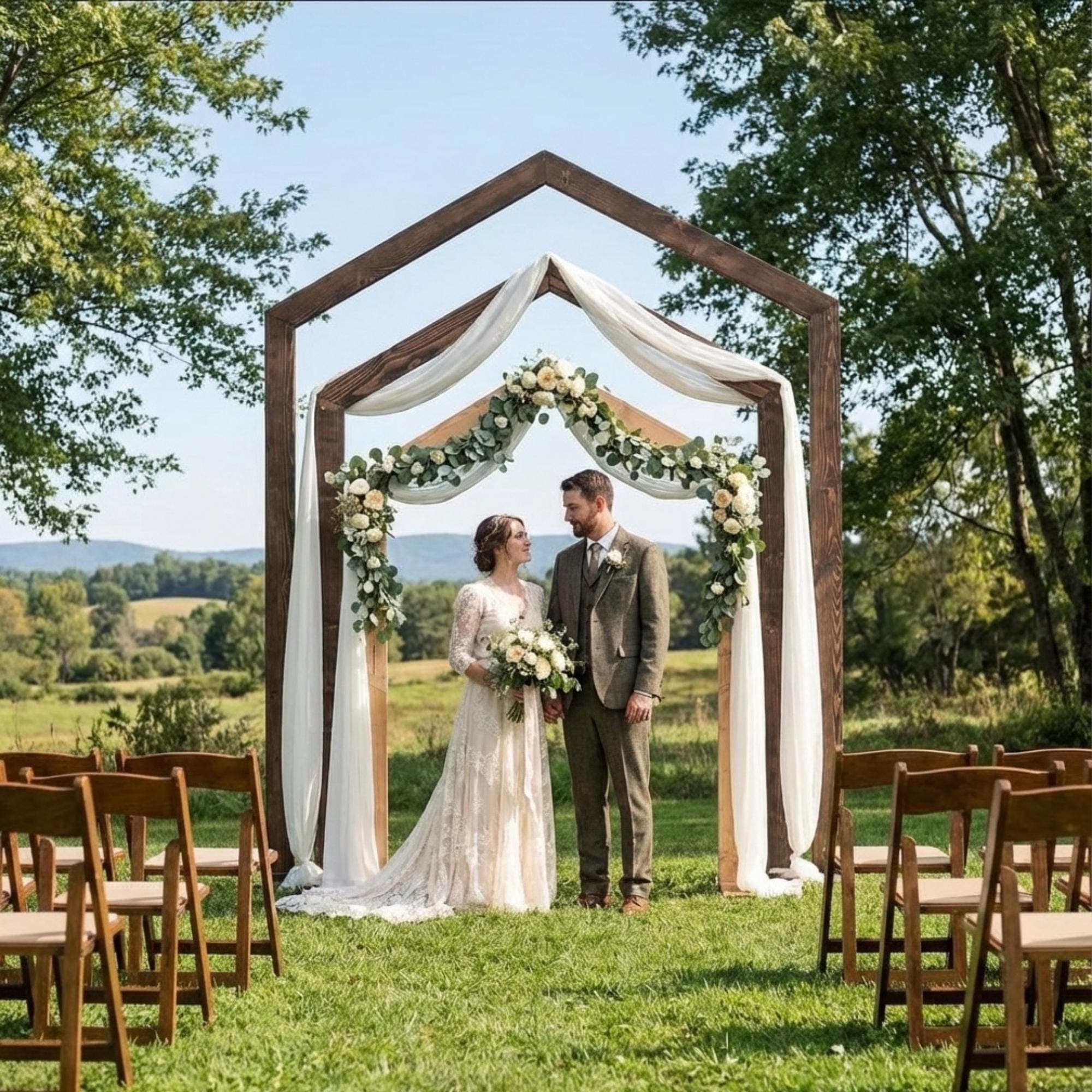 DIY 3-Piece Wedding Arch Plans PDF | Tall Church Arch Backdrop | Pointed Wooden Arbor Blueprint | Rustic Outdoor Ceremony Woodworking - view 5