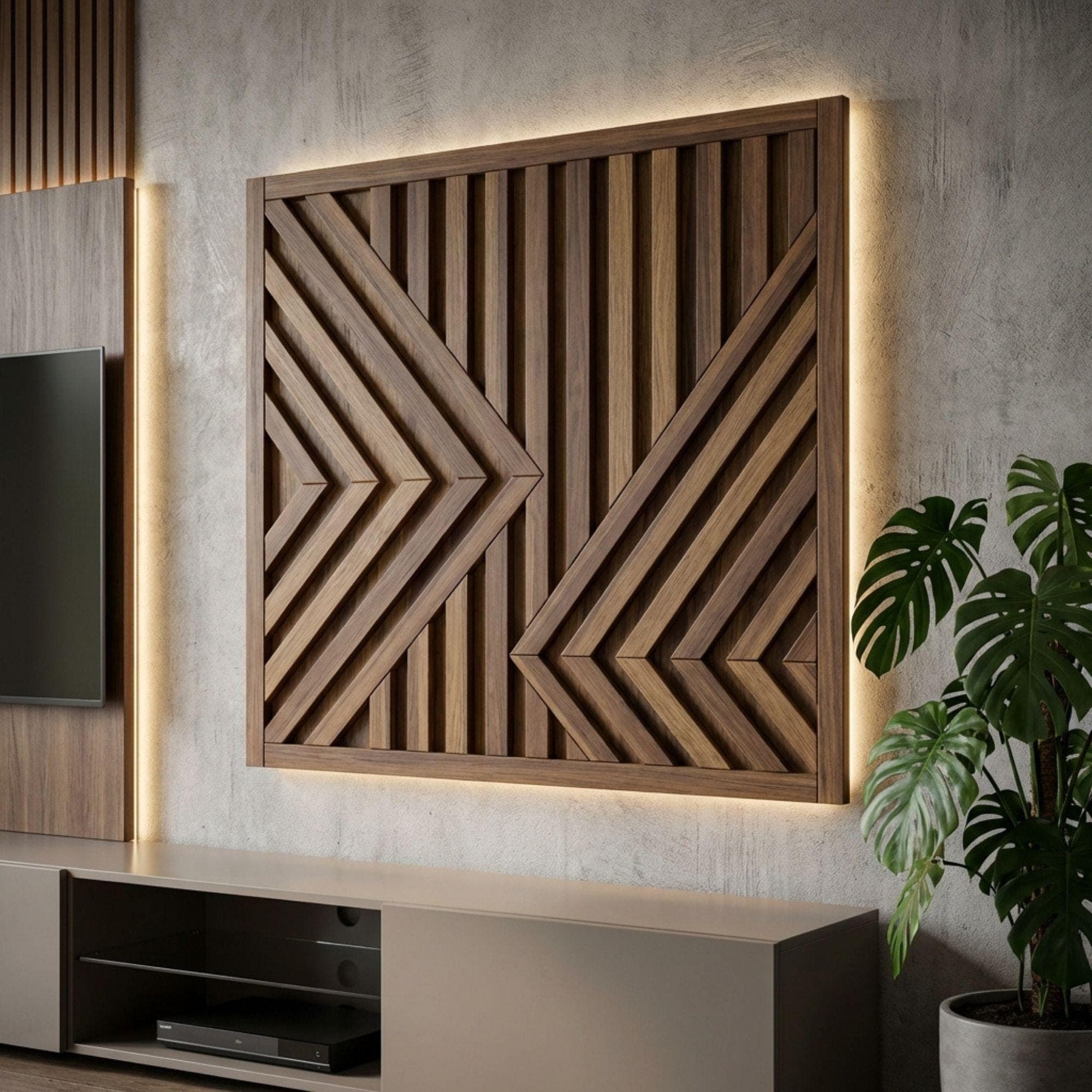 Geometric Wood Wall Art Plans | Large Chevron Blueprint (PDF Download) - view 5