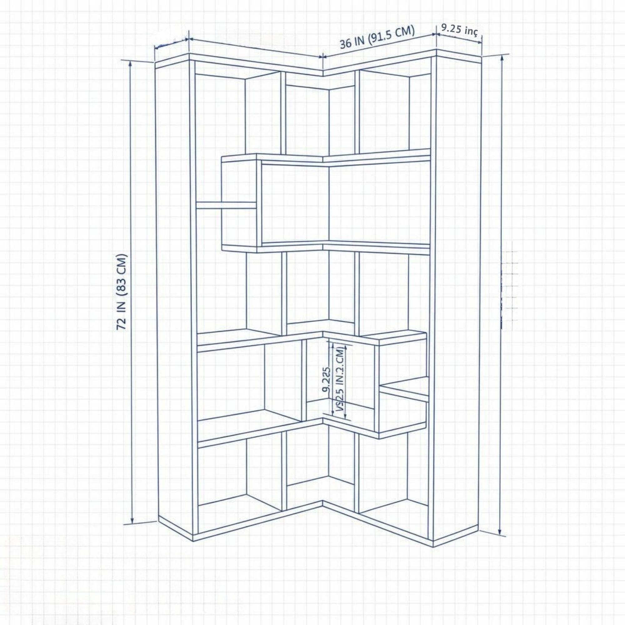 DIY Corner Bookshelf Plans PDF | Artistic Triangle Wall Shelf | Space-Saving Wood Corner Unit | Hanging Corner Bookcase & Decor - view 8