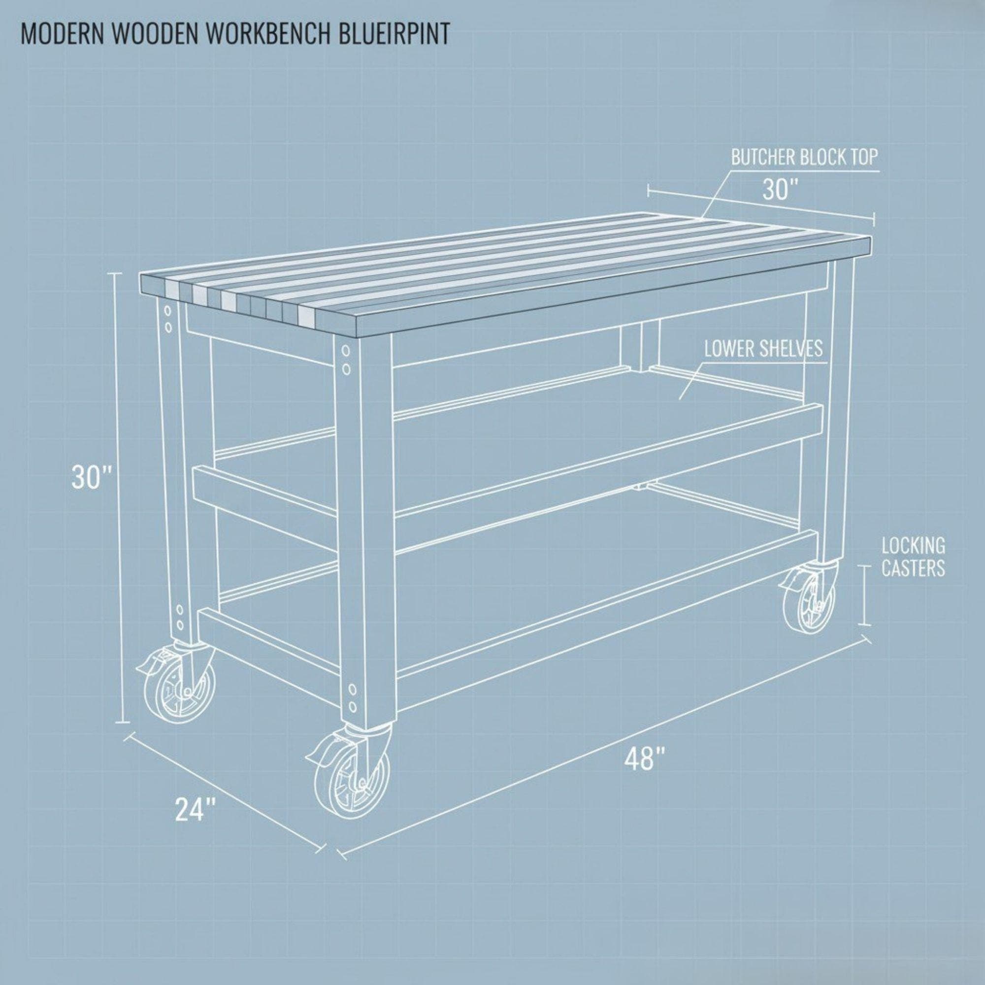 DIY Workbench Plans | DIY Woodworking Project | Roll Away Work Bench Fit Plans | Woodworking Workshop Design with Tool Wall DXF Files - view 6