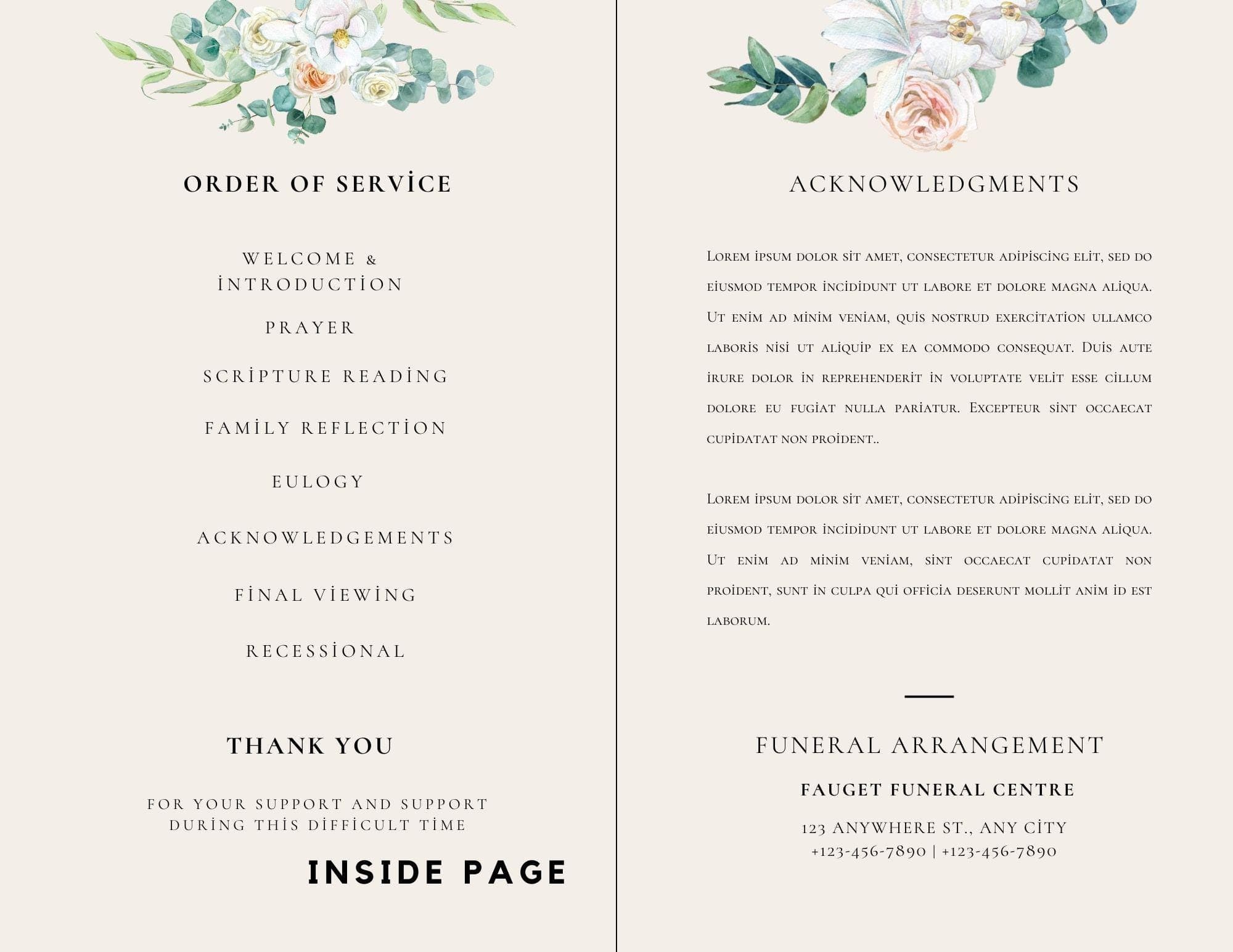 Eucalyptus Funeral Program Template | Celebration of Life (Instant Download) - view 7