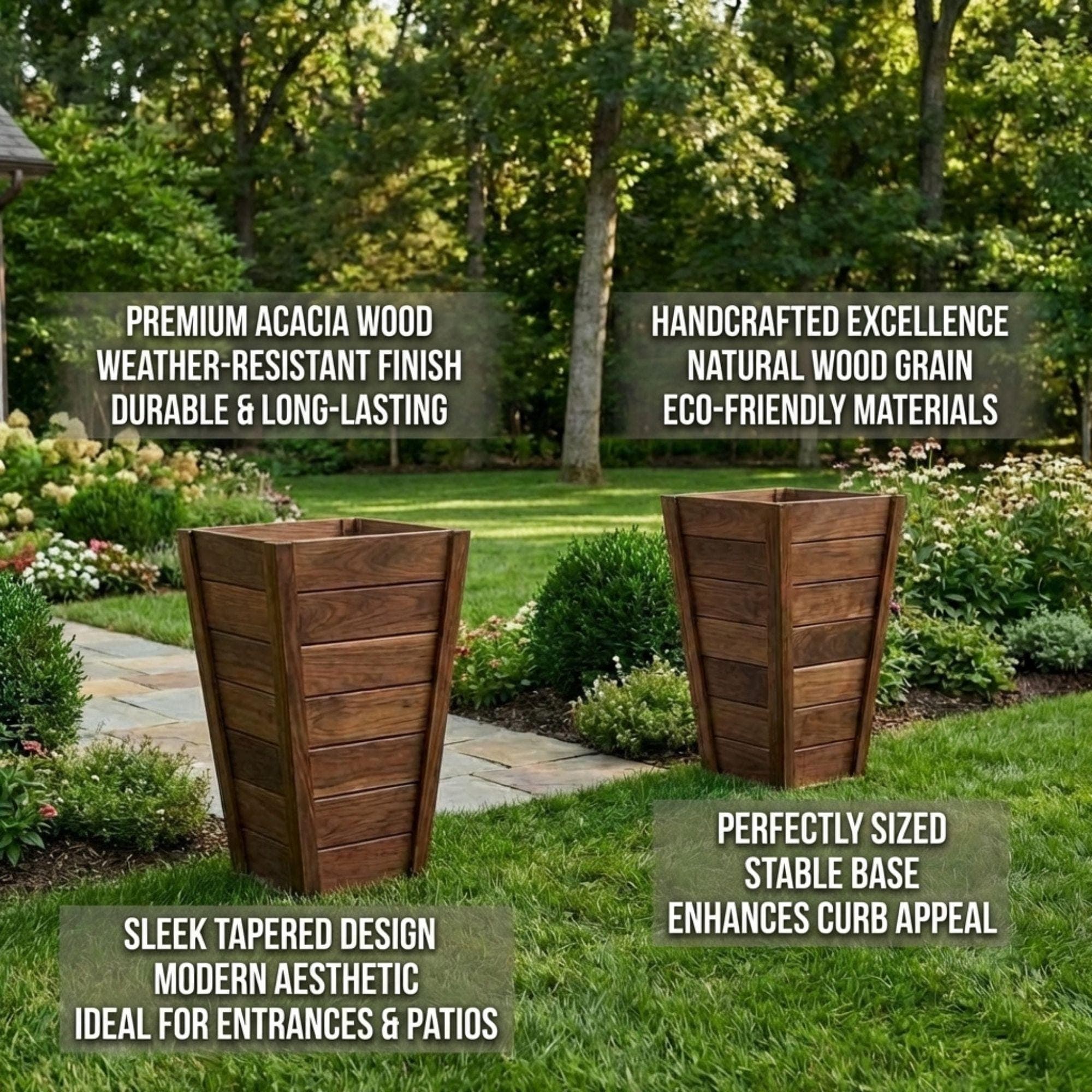 Tall Planter Box Plans | Modern Tapered Wood Outdoor Blueprint (PDF Download) - view 5