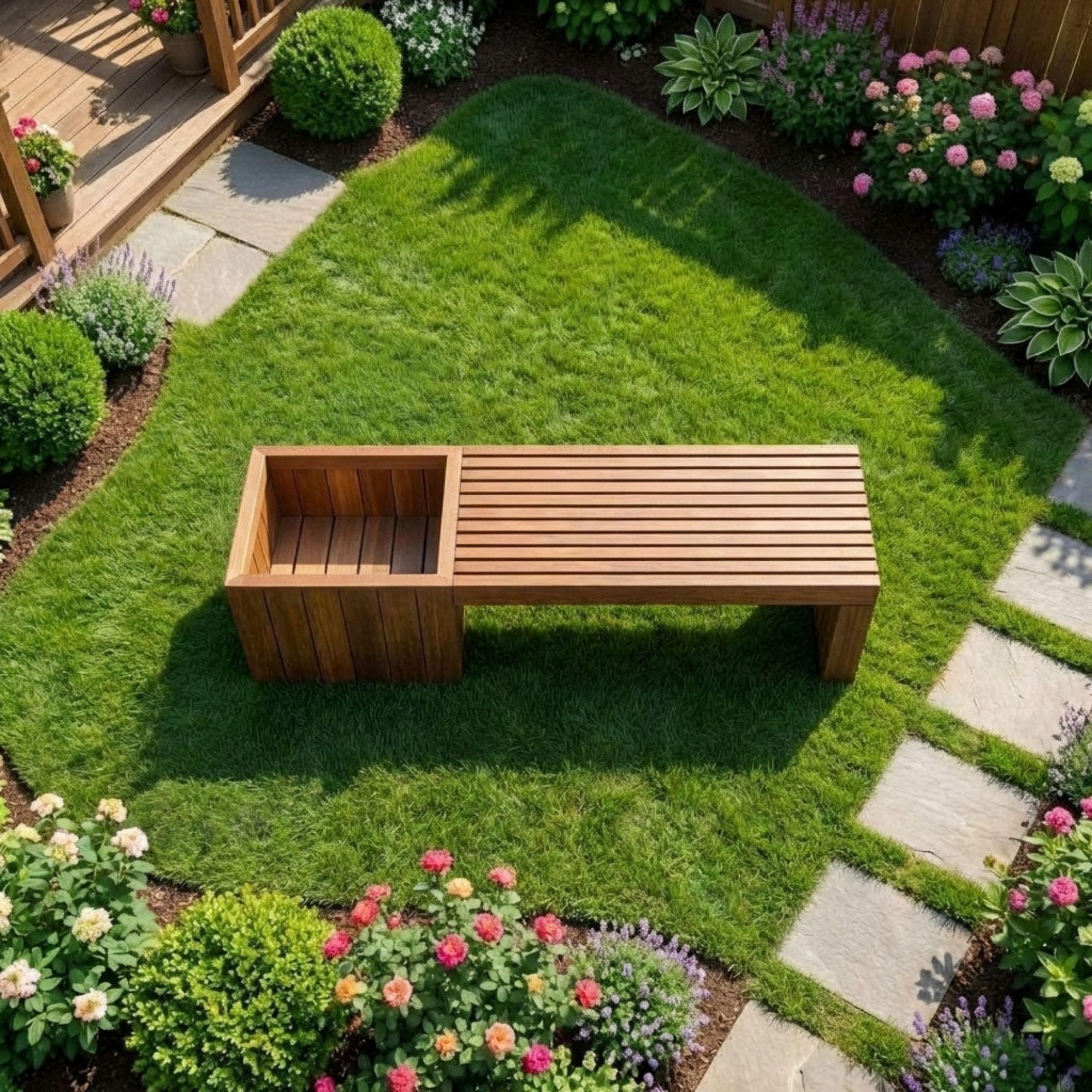Modern Slatted Planter Bench Plans | Outdoor Seating Blueprint (PDF Download) - view 7