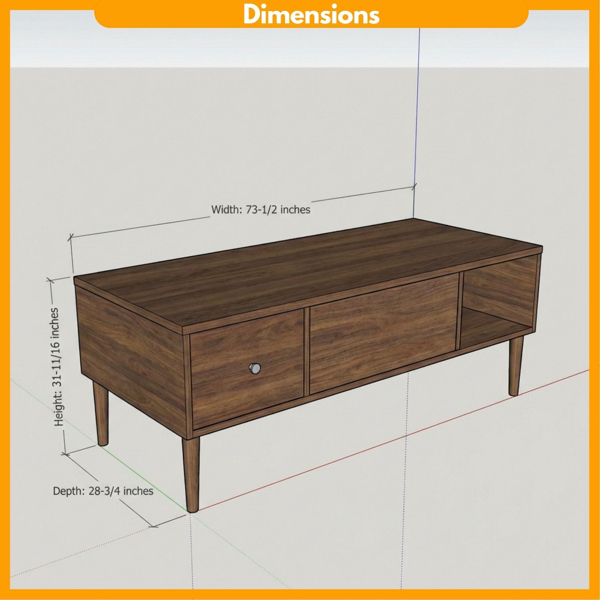 DIY Lift Top Coffee Table Plans | Mid-Century Modern Storage Blueprint (Digital Download) - view 2