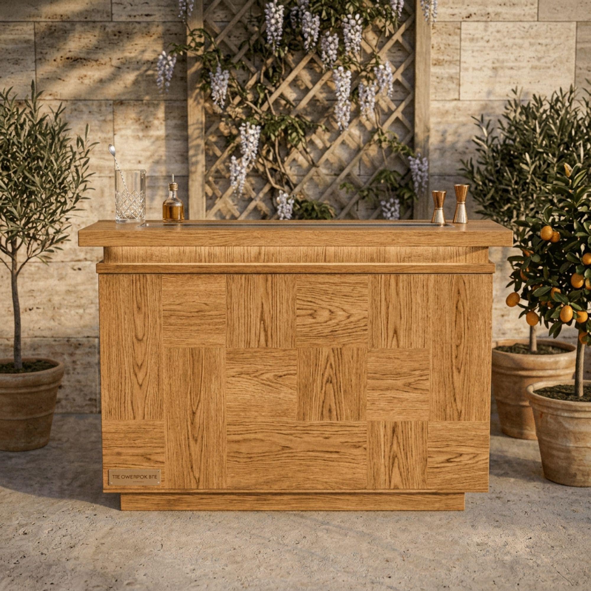 DIY Outdoor Bar Plans | Two Tier Home Bar Blueprint | Wooden Patio Bar Design PDF - view 5
