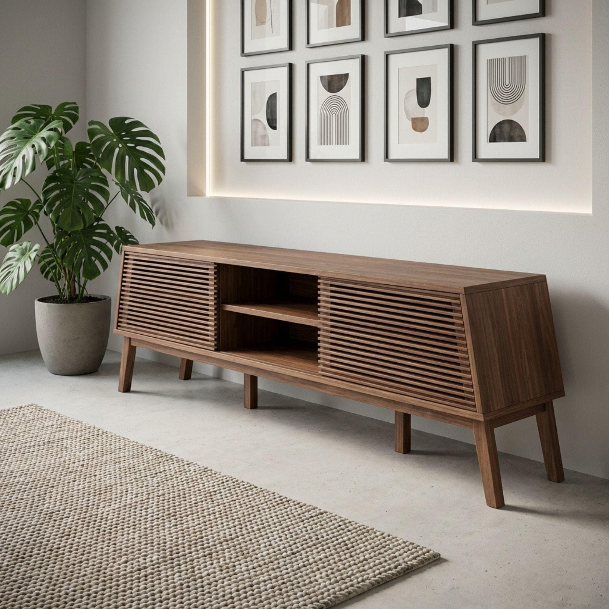 Mid Century Modern TV Console Plans | Slatted Doors Woodworking PDF - view 4