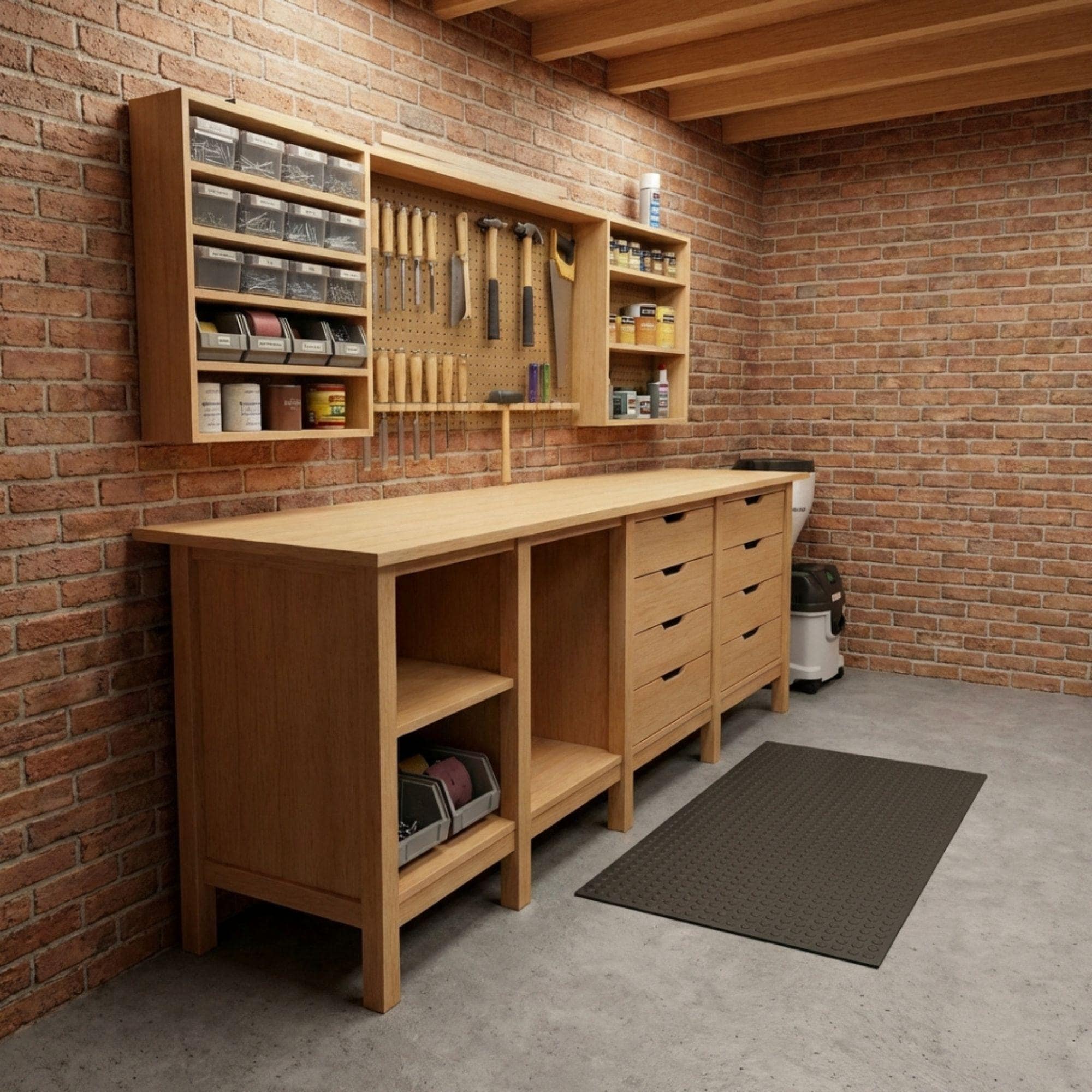 8ft Garage Workbench Plans | DIY Woodshop Table with Shelves (PDF Download) - view 4