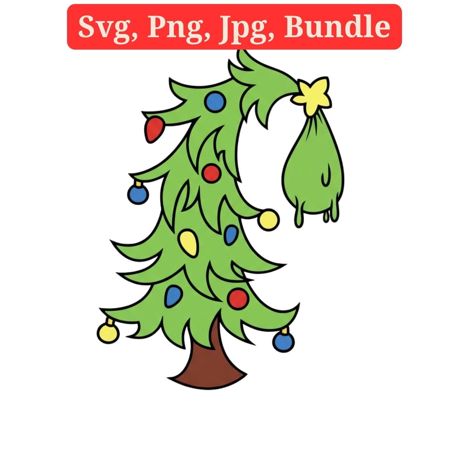 Grinch Hand Stealing Christmas Tree SVG & PNG Bundle | Whoville Tree Clipart, Sublimation Files - view 5