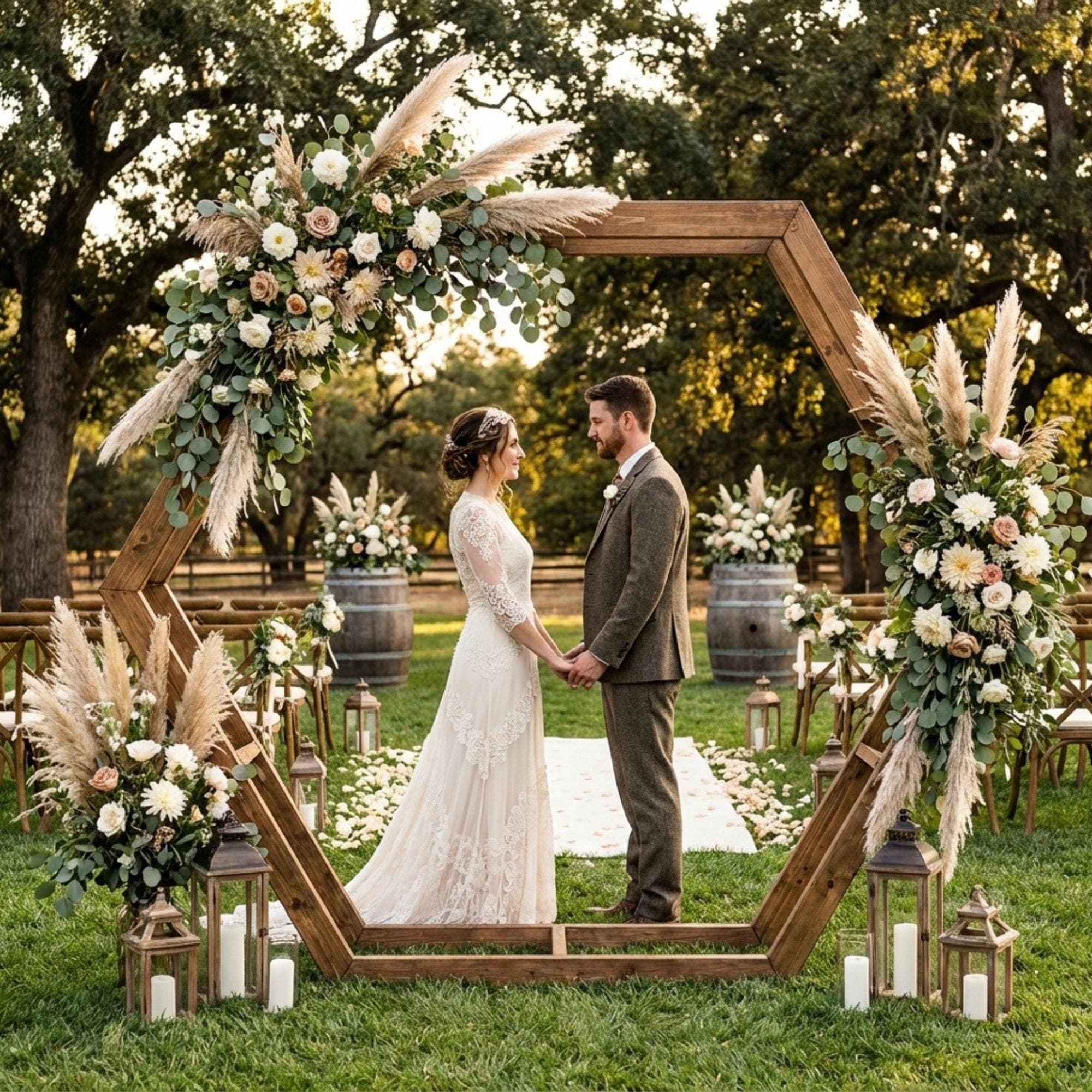 DIY Hexagon Wedding Arch Plans PDF | Portable Geometric Arbor Blueprint | Wooden Hexagonal Backdrop | Boho Ceremony Alter Woodworking - view 6
