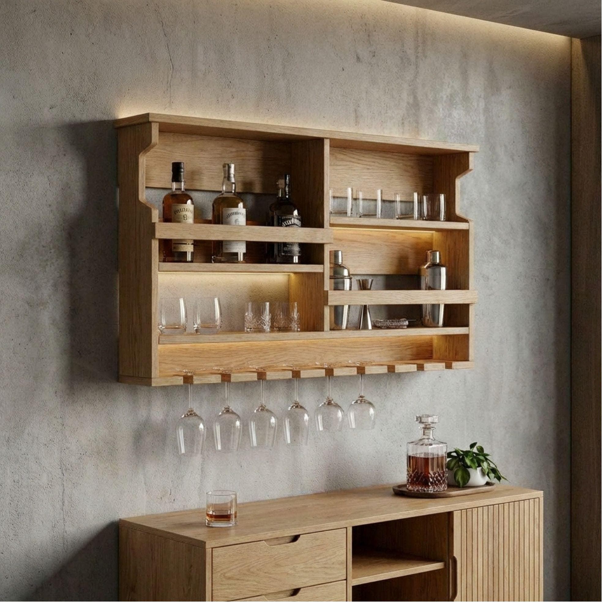 DIY Wall Mounted Wine Rack Plans | Bar Cabinet with Glass Storage (PDF Download) - view 8