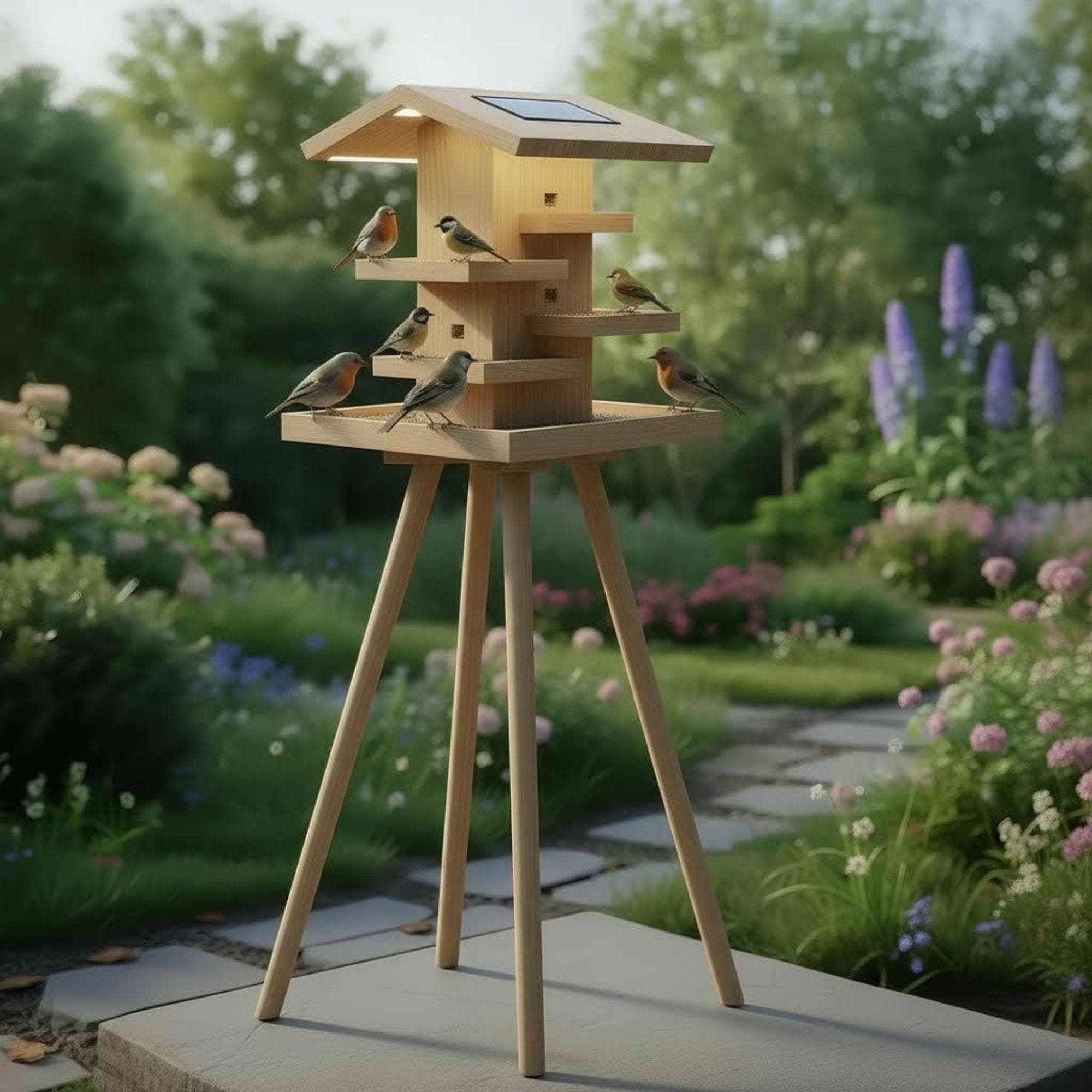 DIY Modern Bird Feeder Station Plans | Standing Tower Feeder Blueprint | Multi-Level Bird Hotel Architecture | Woodworking Project - view 6