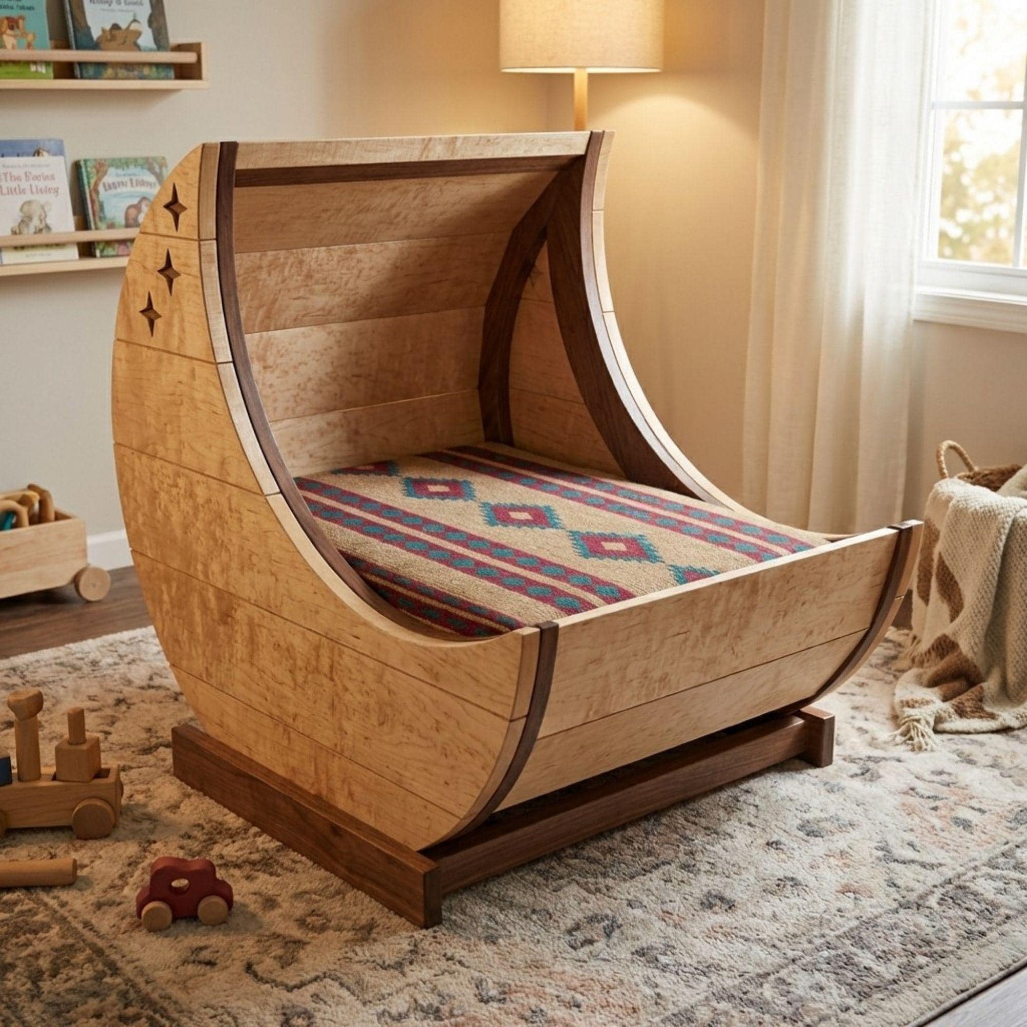 DIY Wooden Pet Bed Plans PDF | Moon Shaped Cat & Dog Bed Blueprint | Baby Cradle Wood Plan | Custom Wooden Pet Furniture - view 5