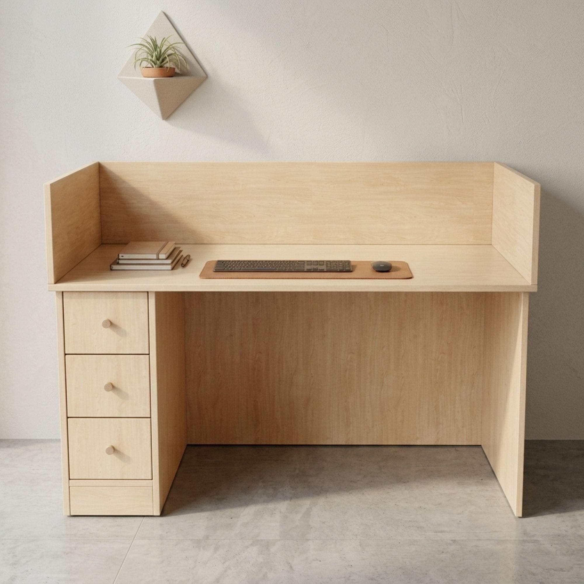 DIY Work Table Plans PDF | Modern Computer Desk with Drawers Blueprint | Home Office Study Table | Plywood Woodworking Desk Plan - view 6