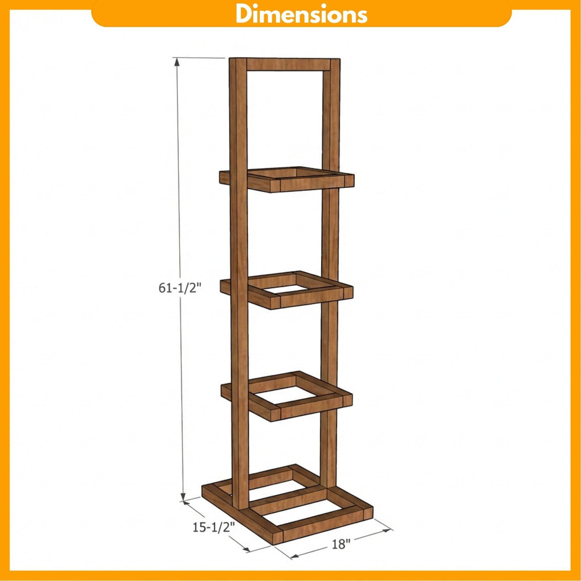 Outdoor Wood Plant Stand DIY Plan | 4-Tier Stepped Planter Woodworking Blueprint (Digital Download) - view 2