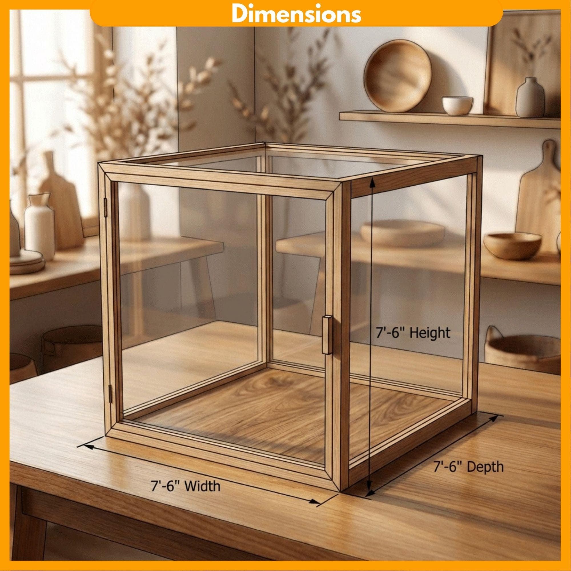 DIY Acrylic Cube Box Plans: Wooden Frame Display Case Blueprint | Clear Collectible Box PDF - view 2