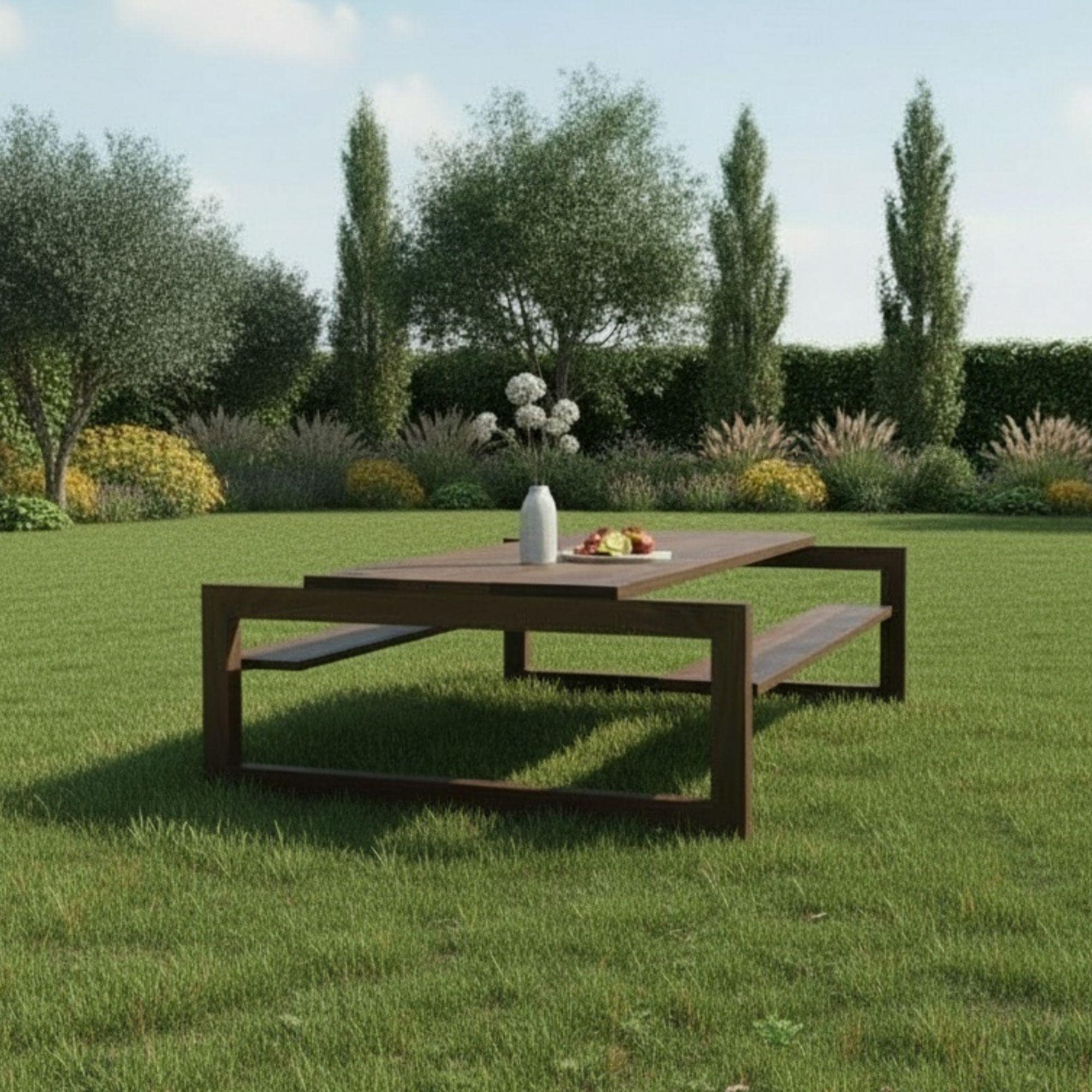 DIY Farmhouse Picnic Table Plan: Outdoor Wood Table & Bench (PDF) - view 2