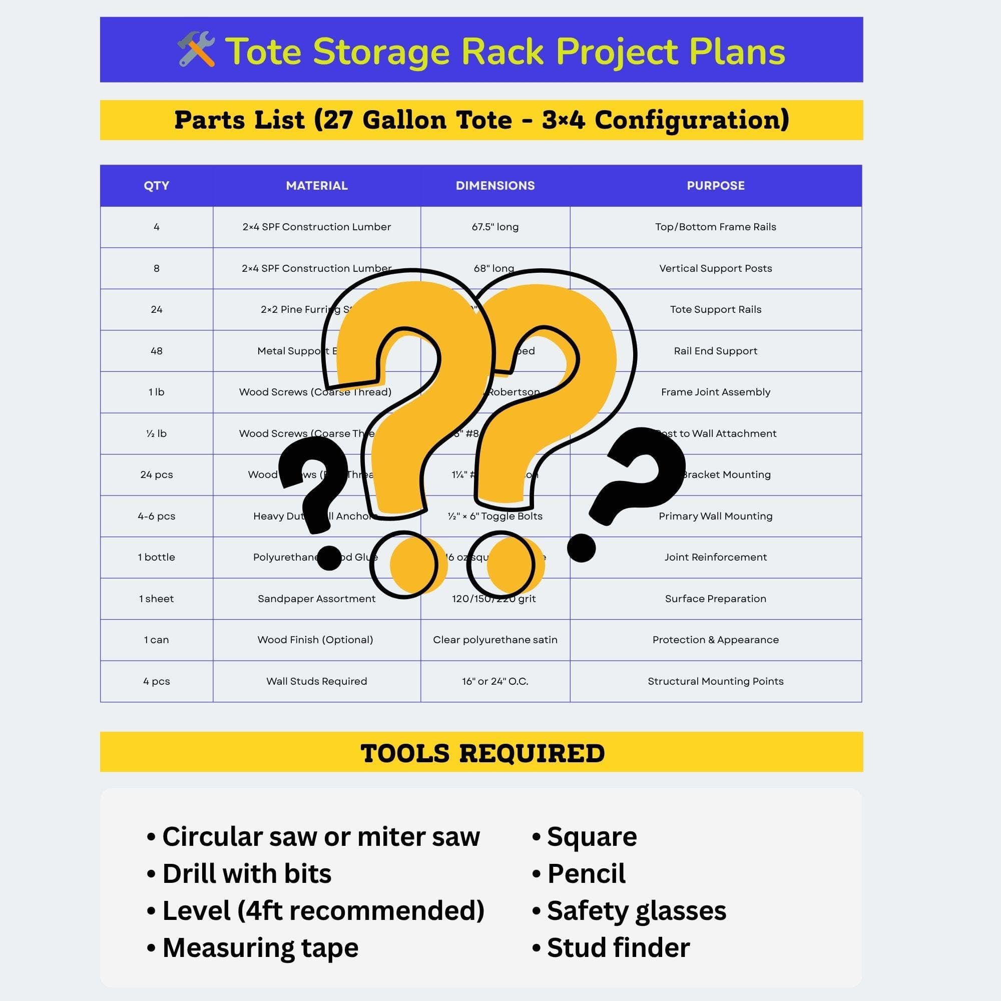 DIY 27-Gallon Tote Rack Plan 2x2 | Costco Totes (PDF Pattern) - view 9