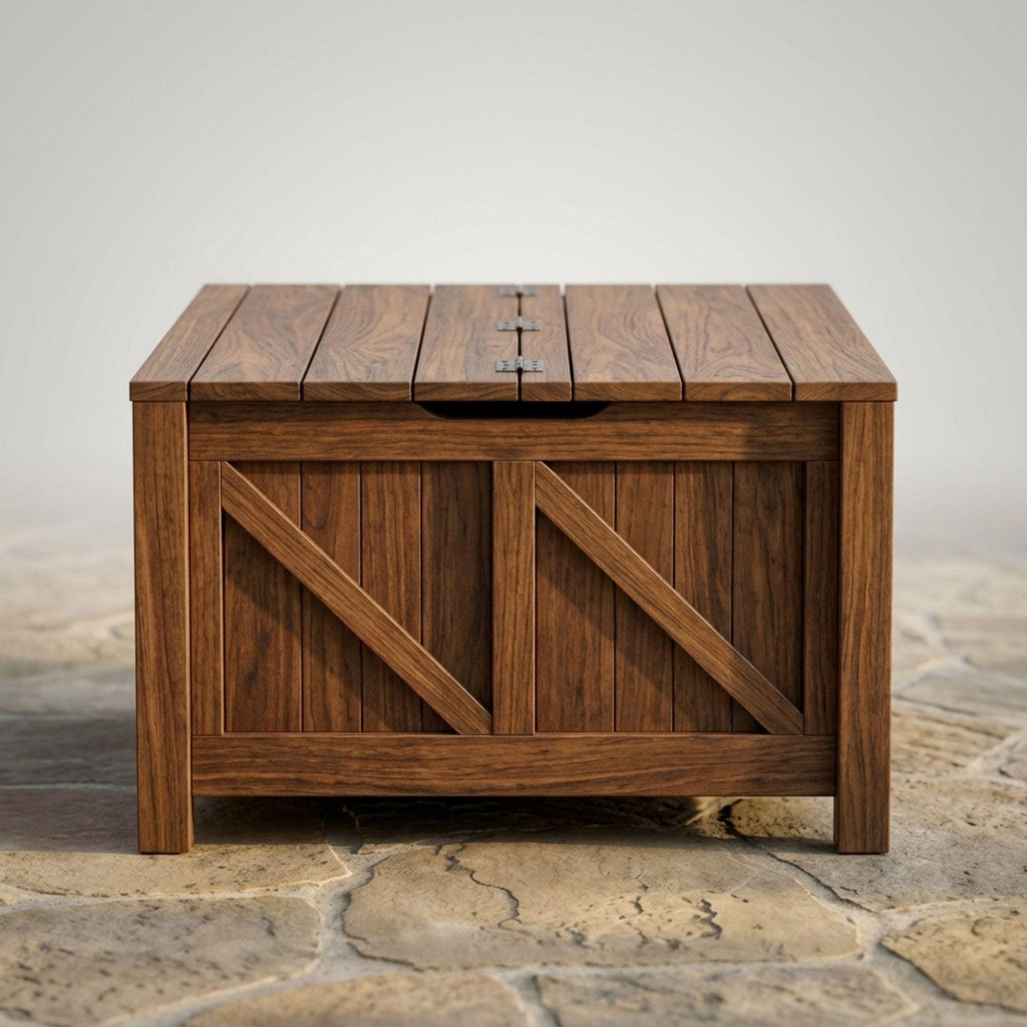 DIY Outdoor Hidden Storage Coffee Table Plans PDF | Wooden Deck Box Blueprint | Patio Furniture Woodworking Build - view 5