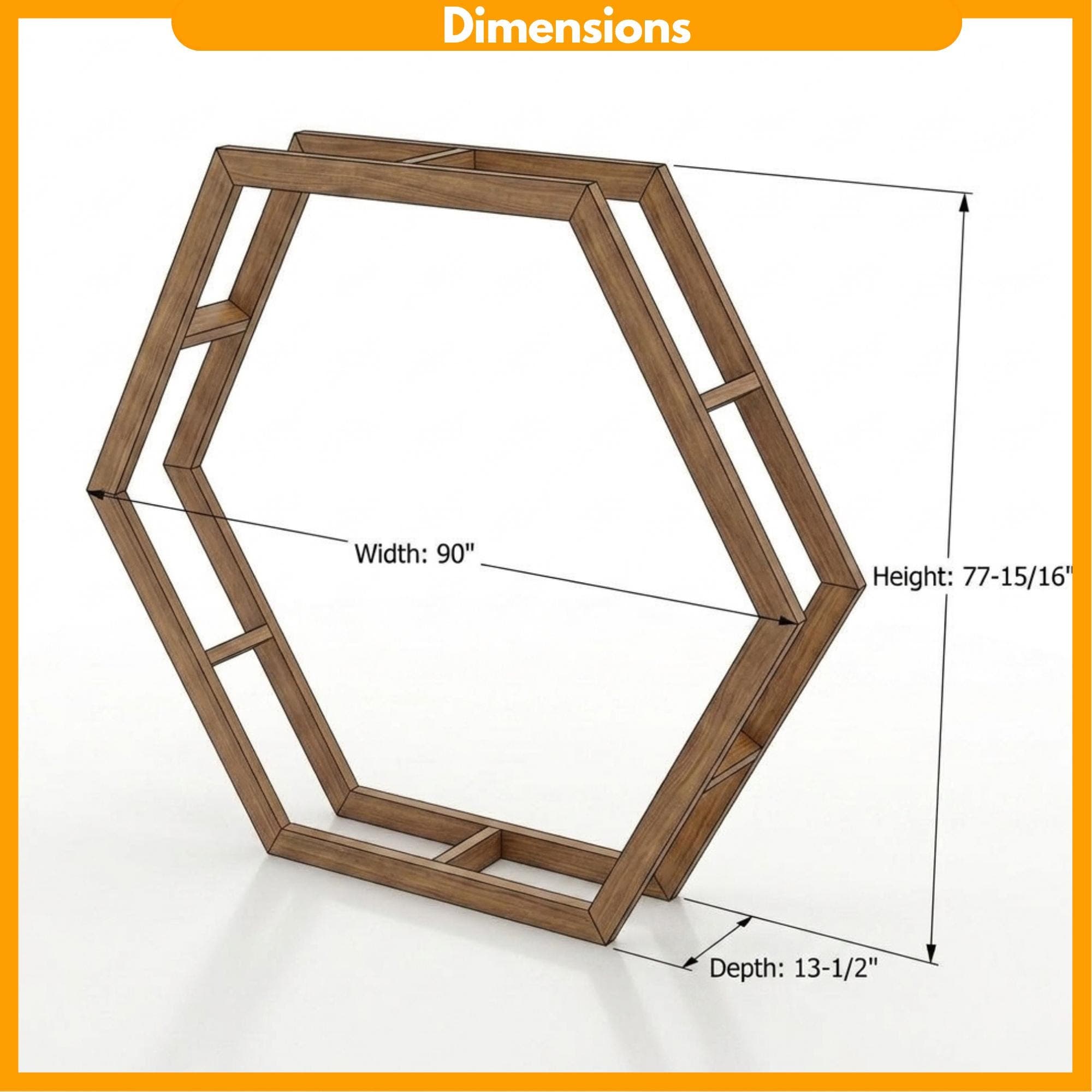 DIY Hexagon Wedding Arch Plans PDF | Portable Geometric Arbor Blueprint | Wooden Hexagonal Backdrop | Boho Ceremony Alter Woodworking - view 2