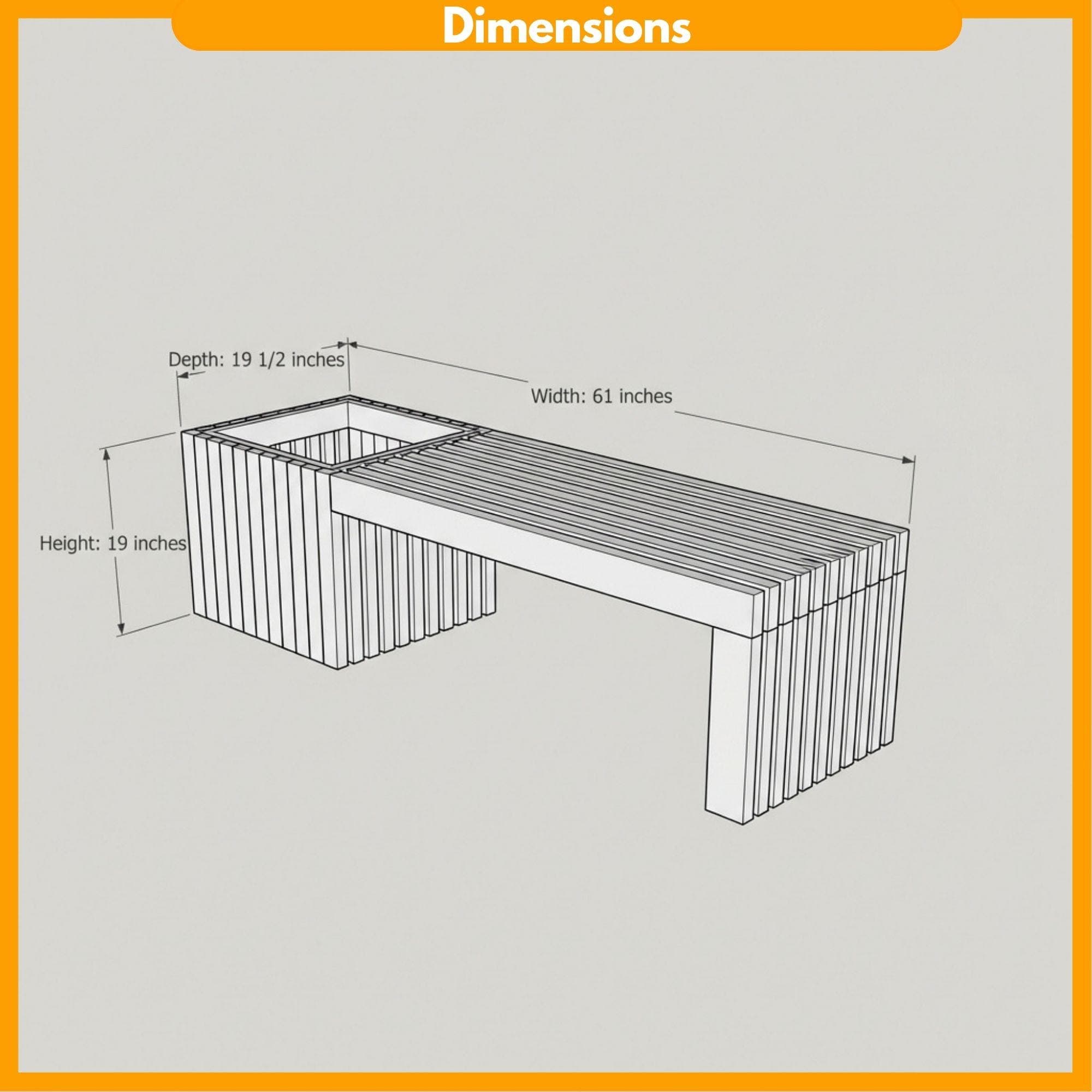 Modern Slatted Planter Bench Plans | Outdoor Seating Blueprint (PDF Download) - view 2
