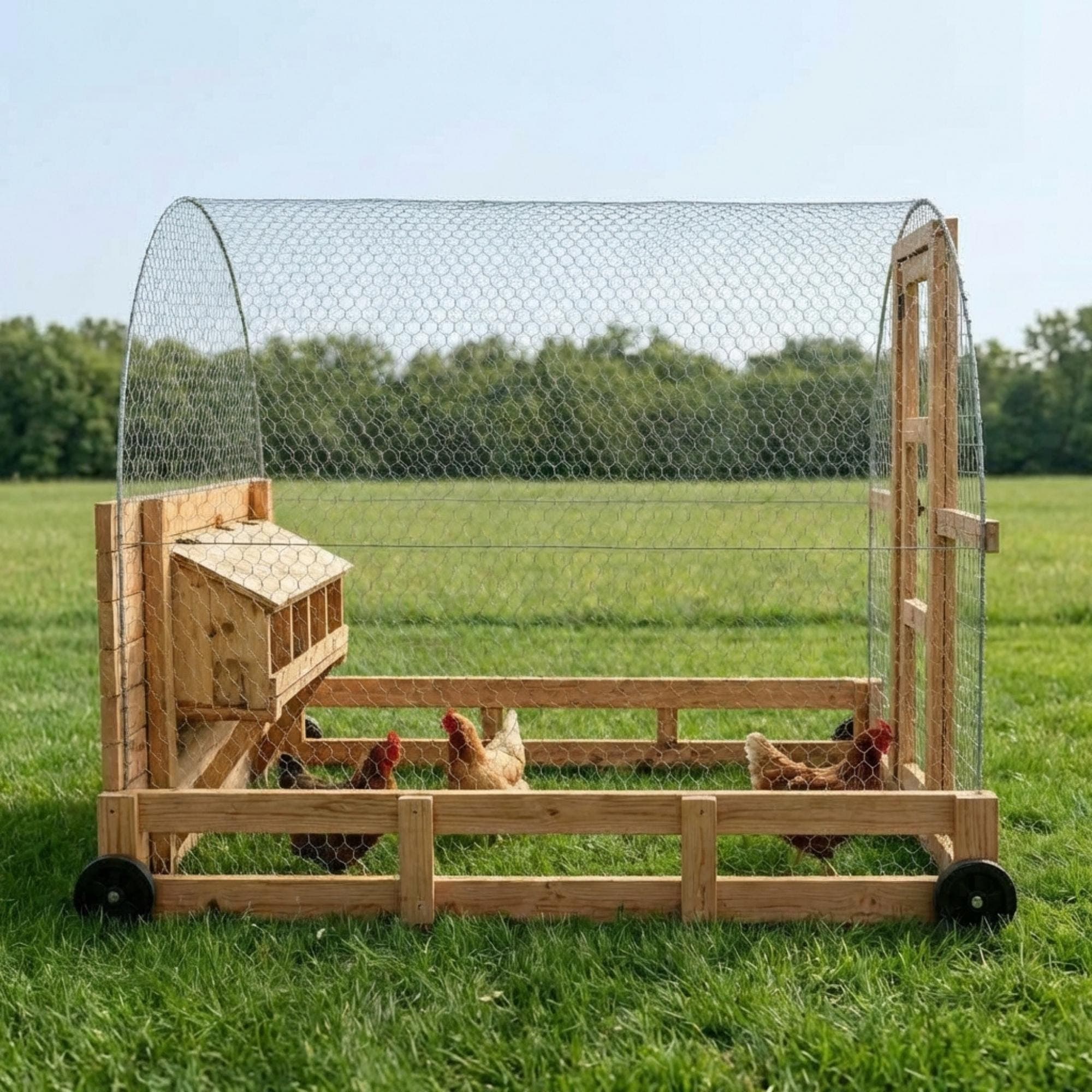 DIY Hoop Coop Chicken Tractor Plans PDF | Portable Poultry House on Wheels | Cattle Panel Mobile Coop Blueprint | Chicken Run Build Guide - view 6
