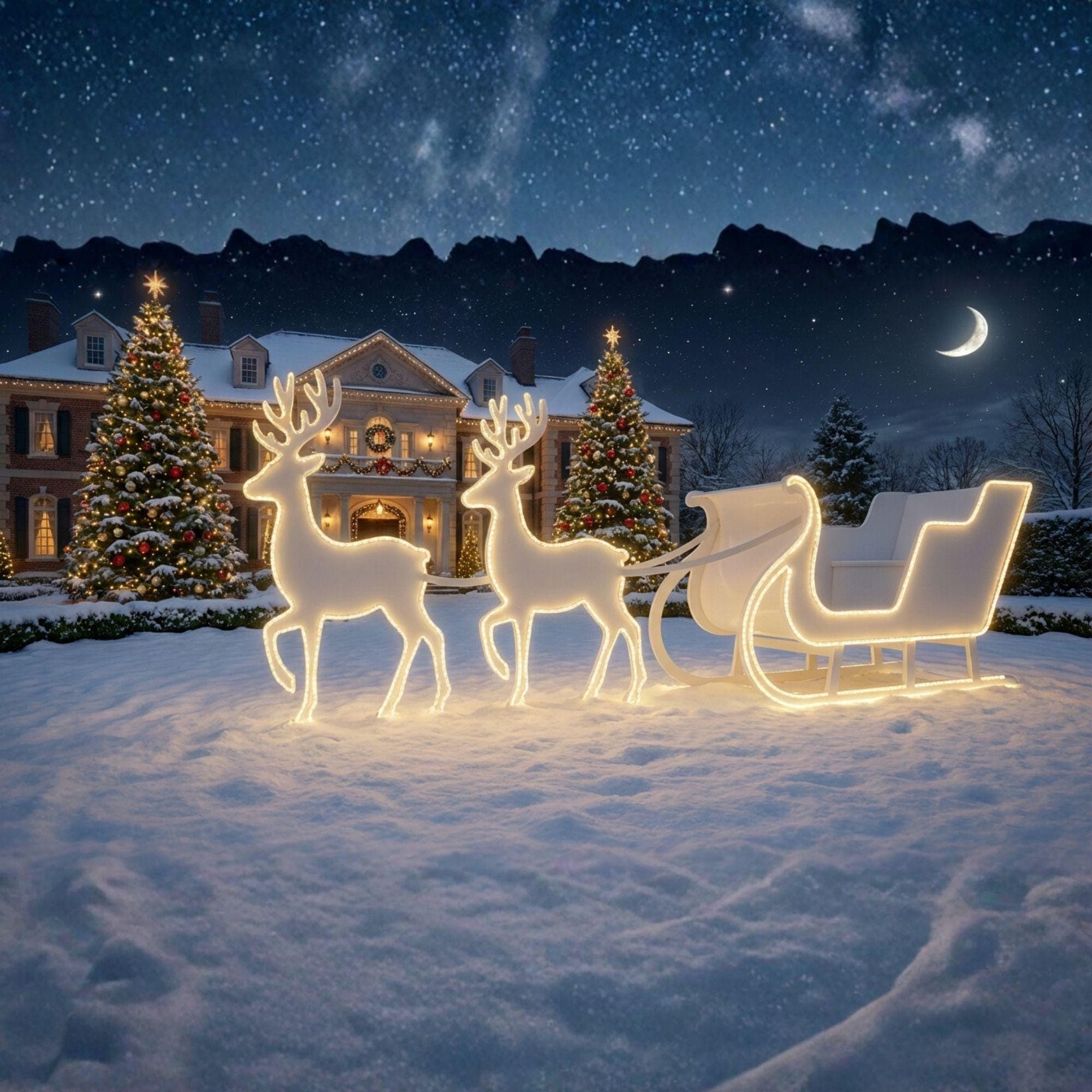 Life-Size Santa Sleigh & Reindeer Plans | 2D Plywood Template for Outdoor Christmas Decor | DIY Silhouette Pattern | PDF Woodworking - view 2