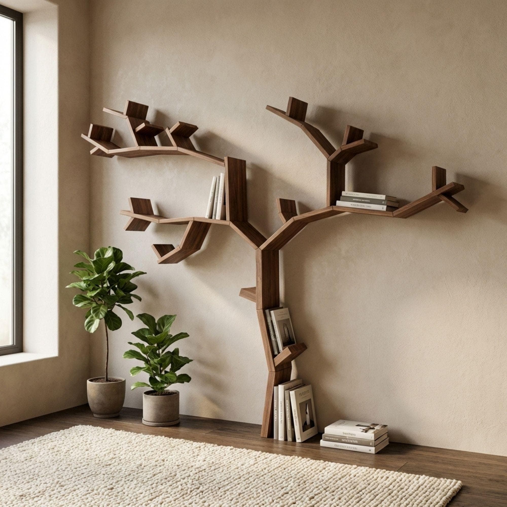 DIY Tree Bookshelf Plans PDF | Artistic Branch Wall Library Blueprint | Unique Floating Bookcase | Nature Inspired Woodworking Plan - view 4