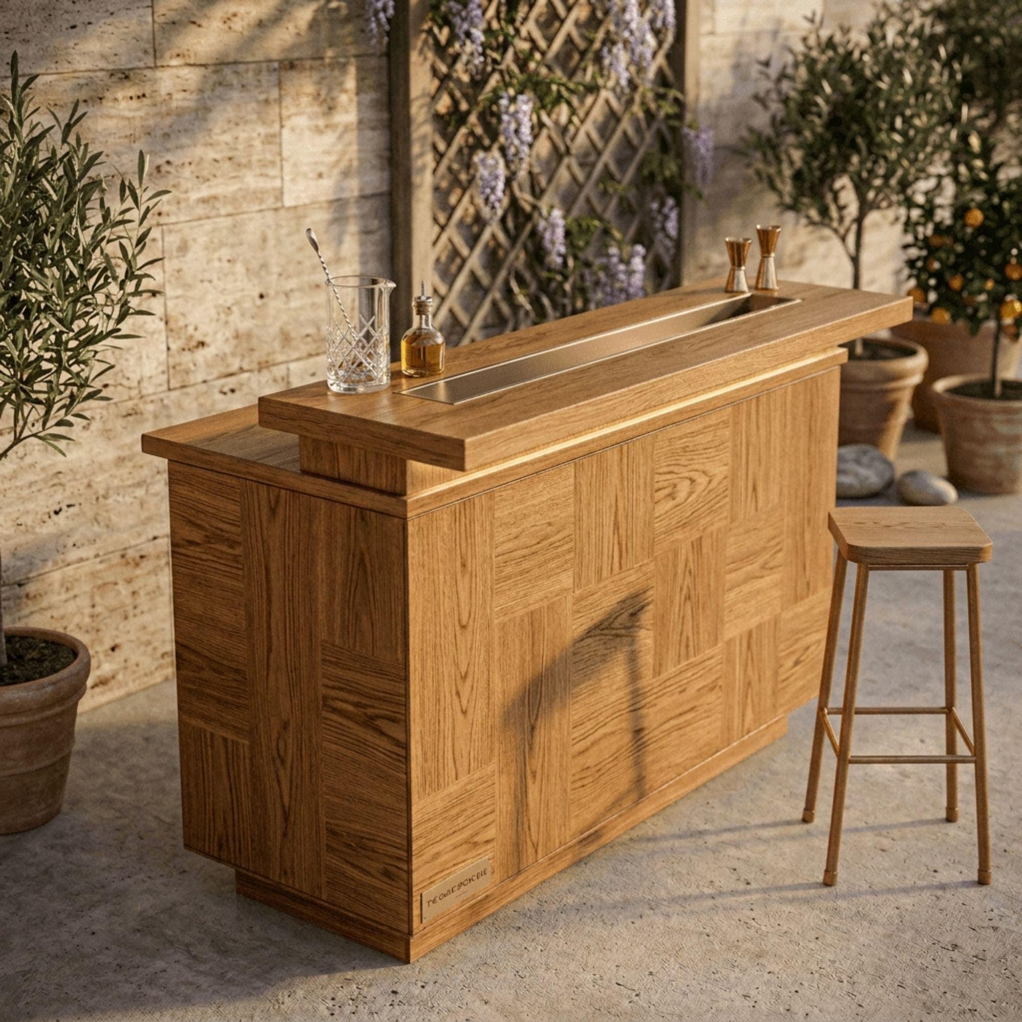 DIY Outdoor Bar Plans | Two Tier Home Bar Blueprint | Wooden Patio Bar Design PDF - view 3
