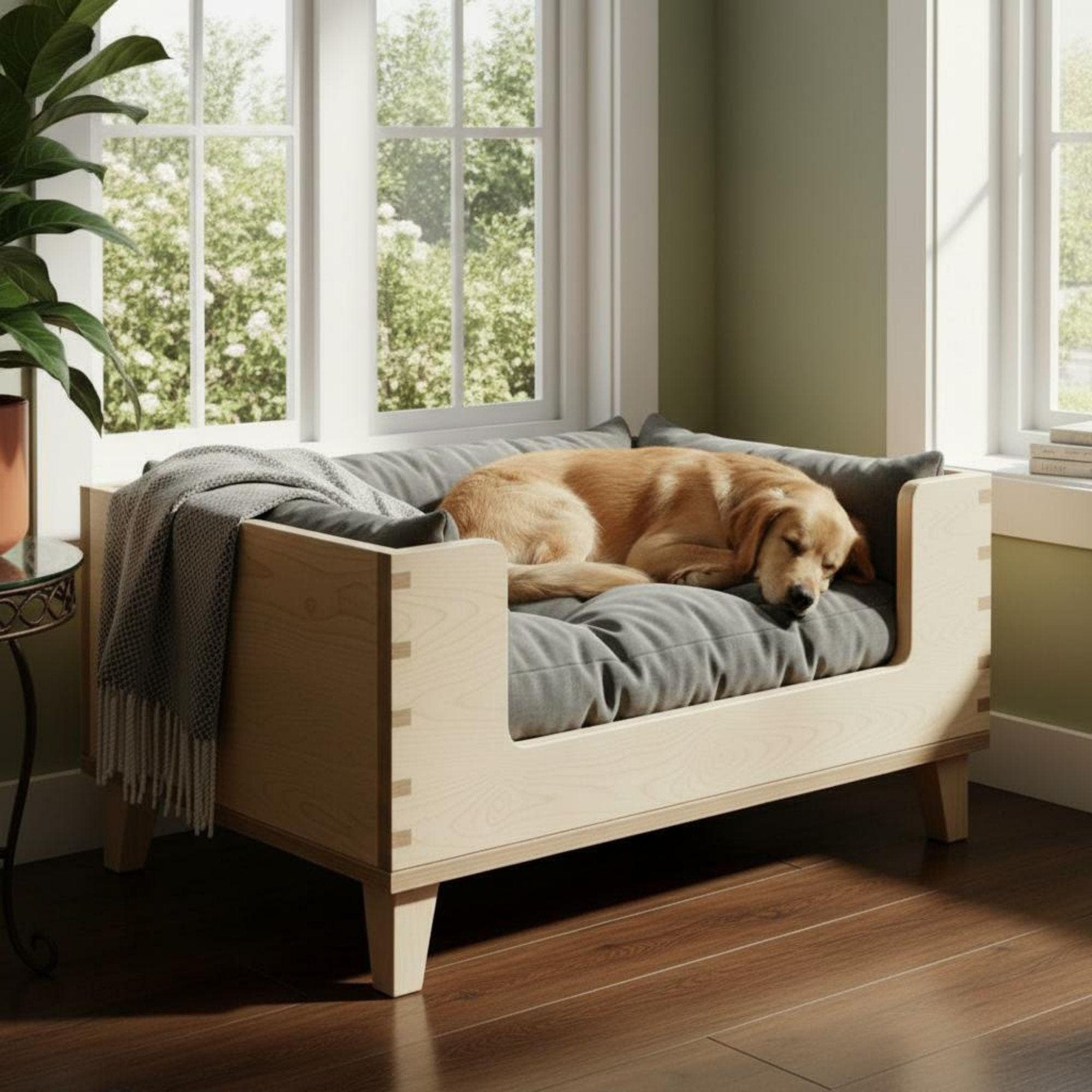 Wood Pet Bed | DIY Dog Bed With Legs Plan | DIY Raised Dog Bed Furniture | Build a Custom Wooden Pet Bed | Elevated Dog Bed for Large Dogs - view 3