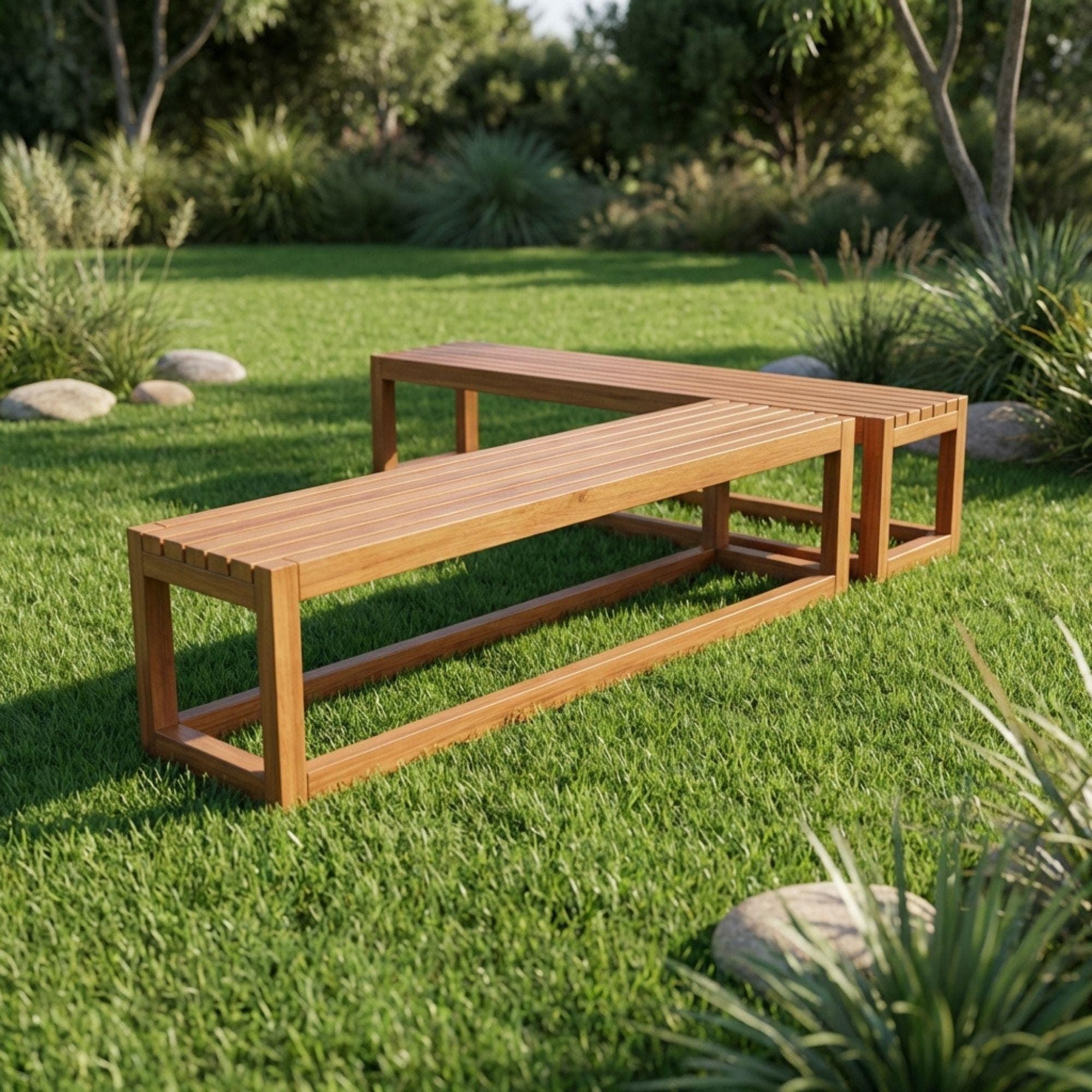DIY Outdoor Bench Plans | Simple Wood Deck Bench Blueprint | Modern Backless Garden Seating PDF - view 3