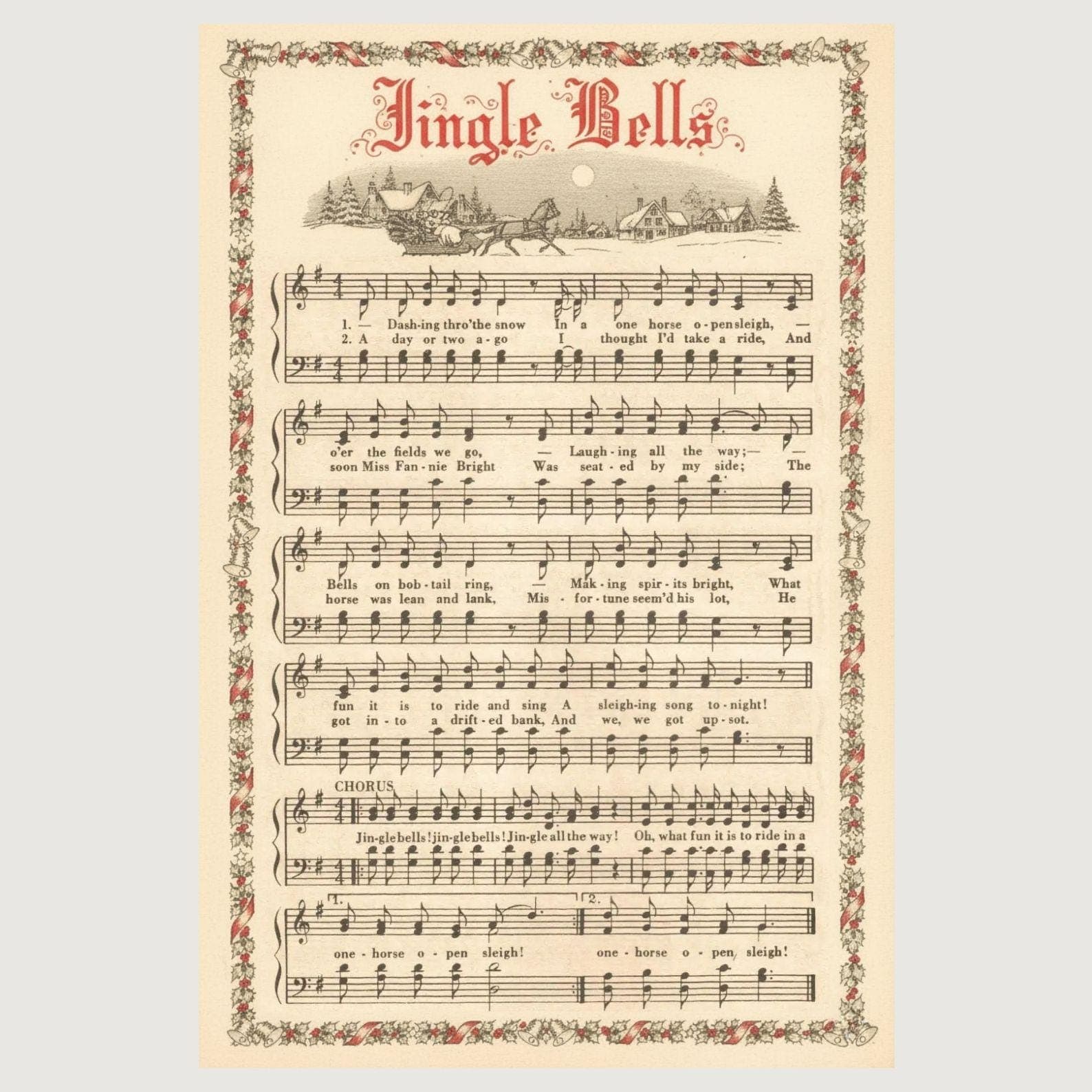 Vintage Christmas Carol Sheet Music Prints, Set of 5 (Digital Download) - view 6