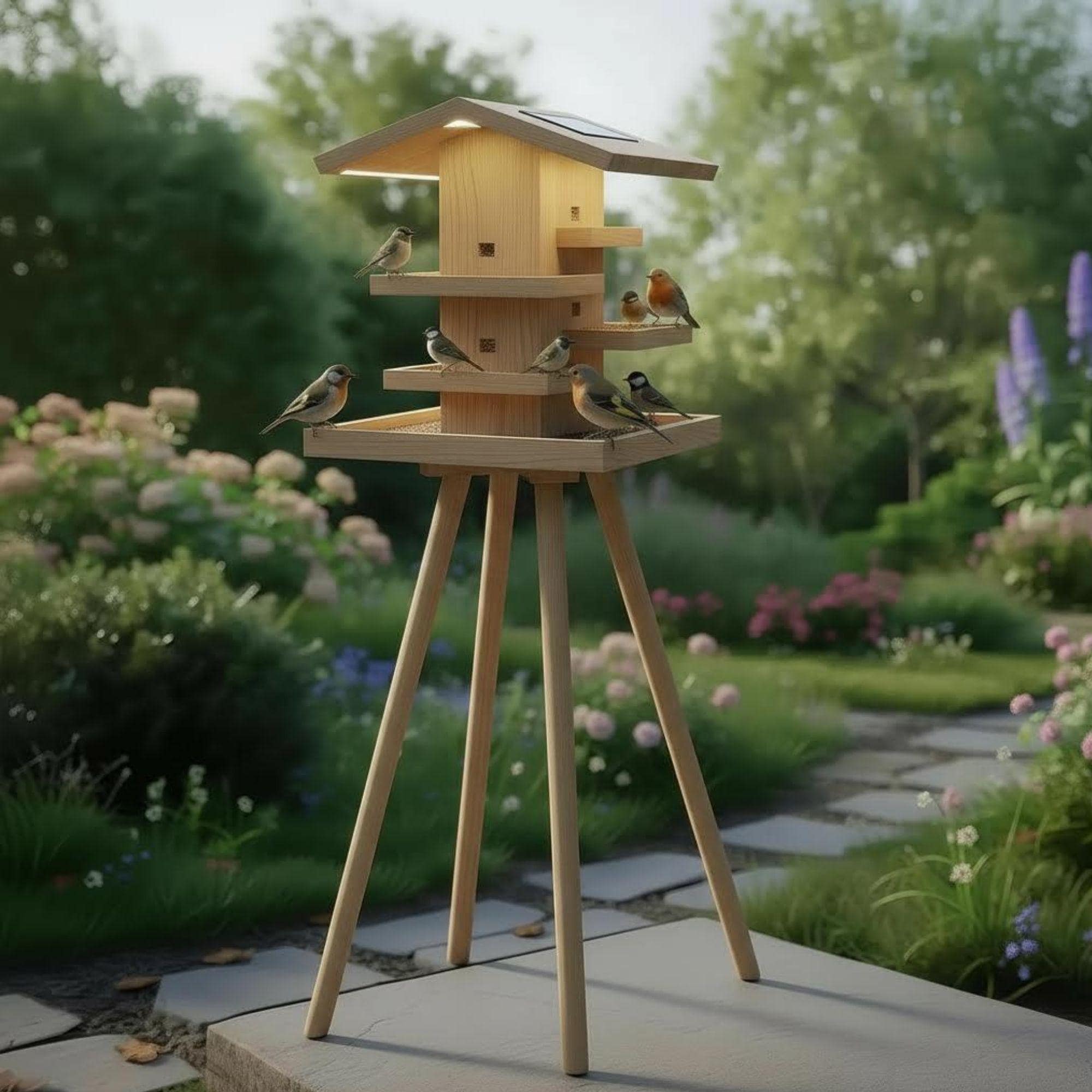 DIY Modern Bird Feeder Station Plans | Standing Tower Feeder Blueprint | Multi-Level Bird Hotel Architecture | Woodworking Project - view 4