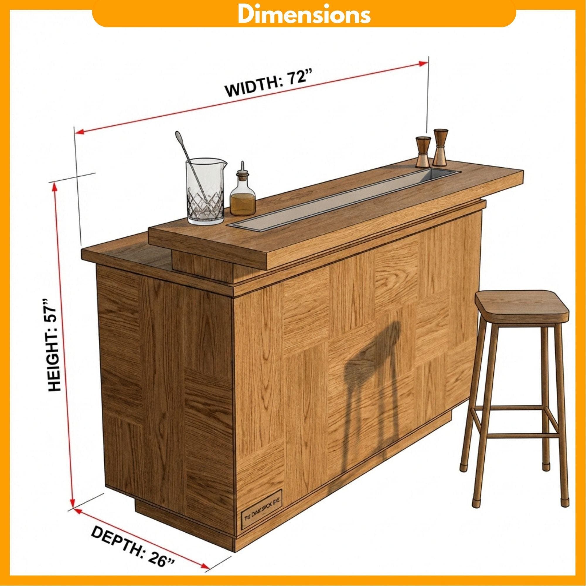DIY Outdoor Bar Plans | Two Tier Home Bar Blueprint | Wooden Patio Bar Design PDF - view 2