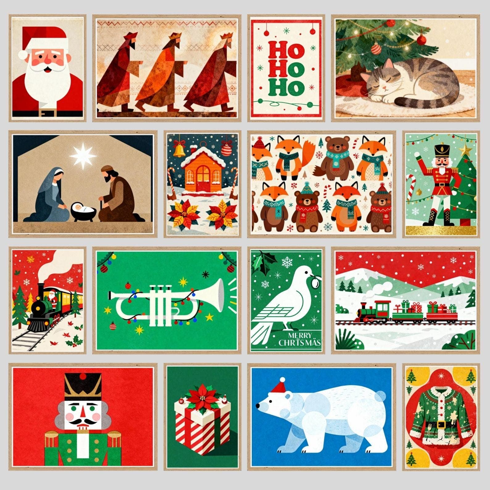 100+ Christmas Vintage Festive Prints Bundle: Bright Nursery Holiday Art (Digital Downloads) - view 2